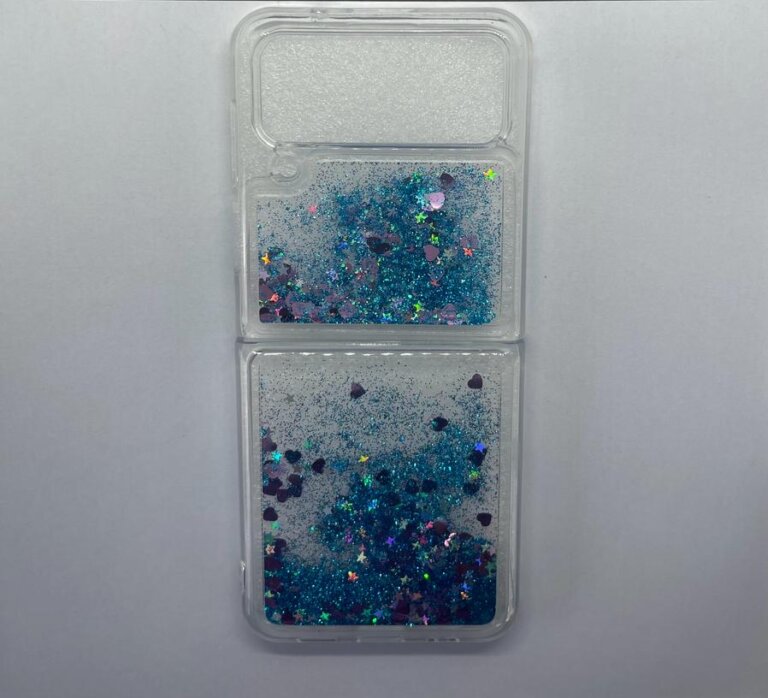 Z Flip 4 Blue Liquid Glitter
