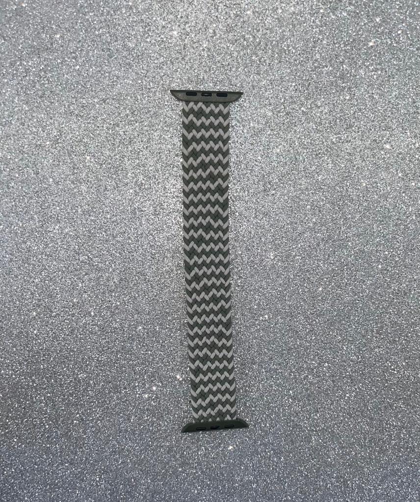 iWatch 42/44/45mm Fabric- Green and White