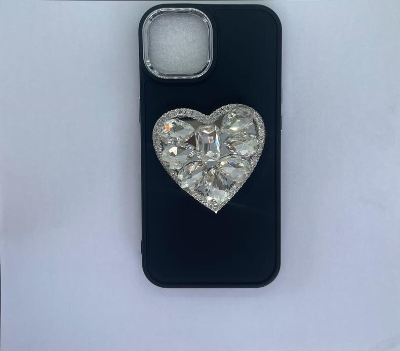 iPhone 12 Black with Diamond Heart