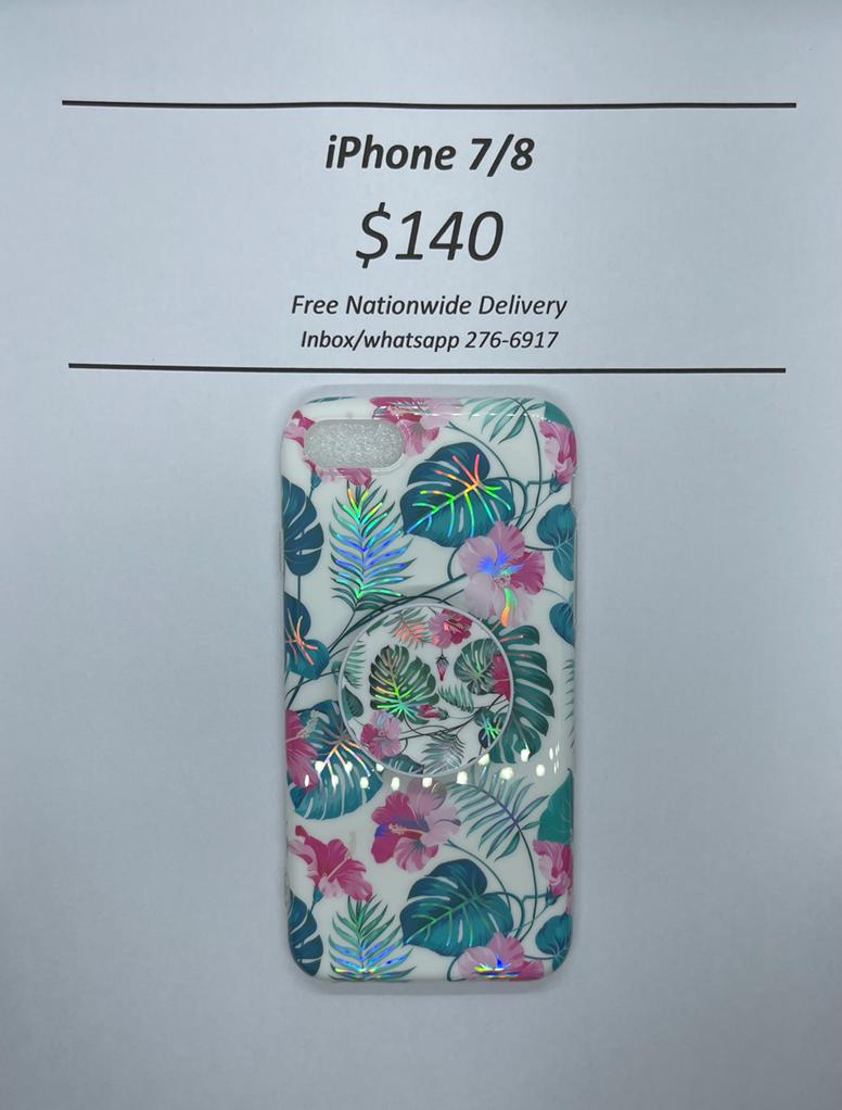 iPhone 7/8 White Floral with Pop Socket