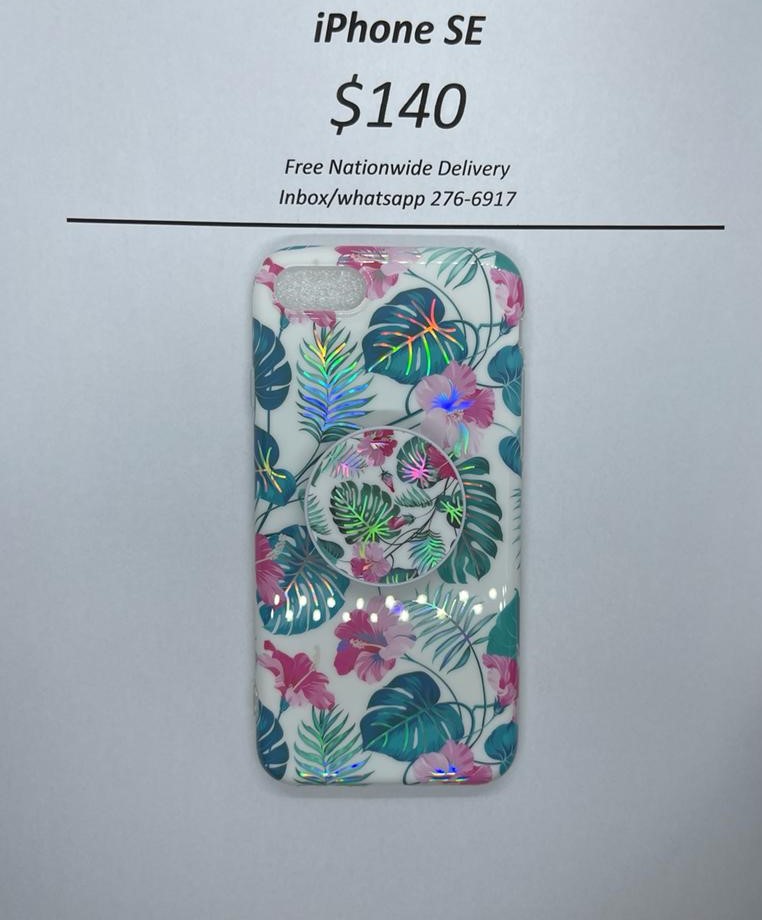 iPhone SE White Floral with Pop Socket