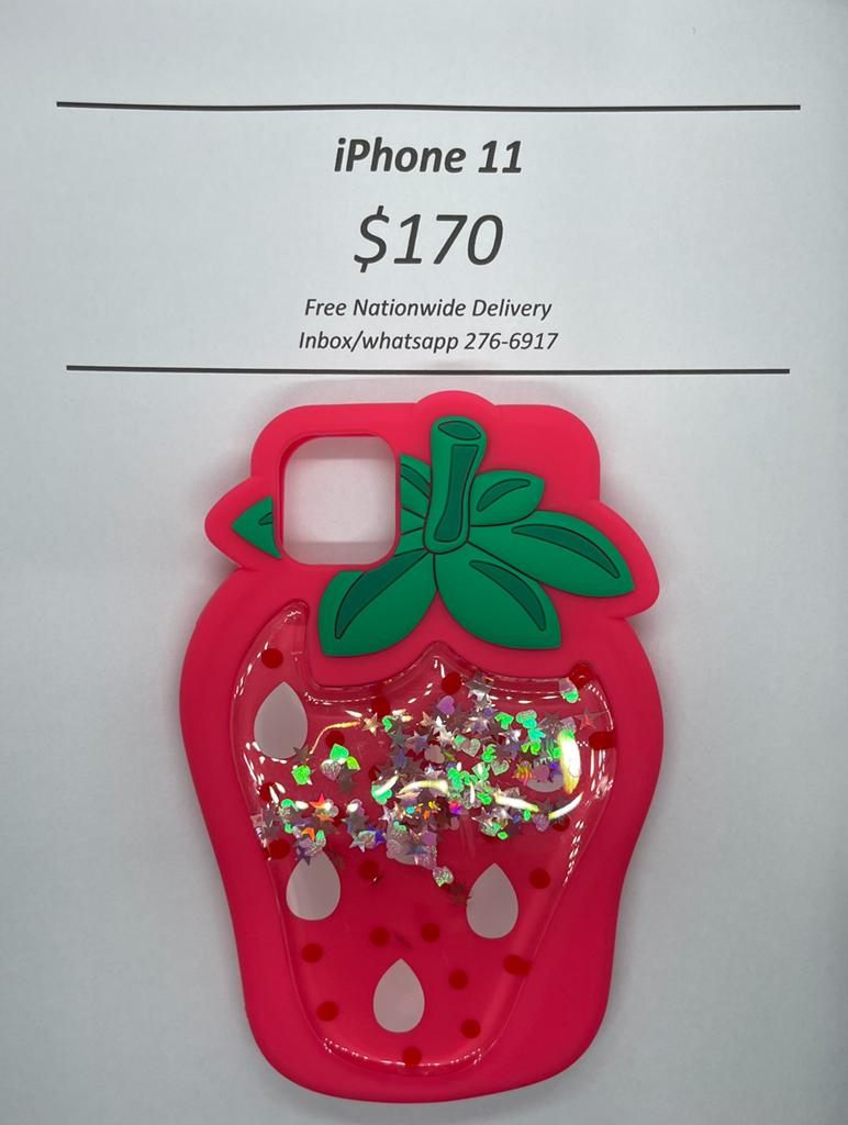 iPhone 11 Strawberry Liquid Glitter