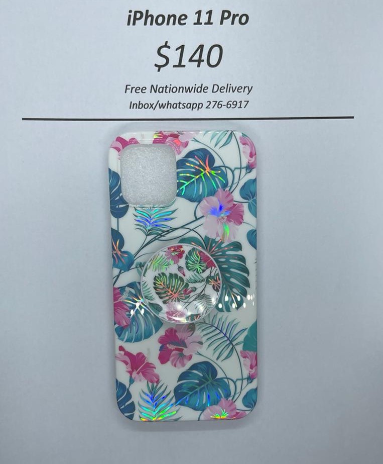 iPhone 11 Pro White Floral with Pop socket