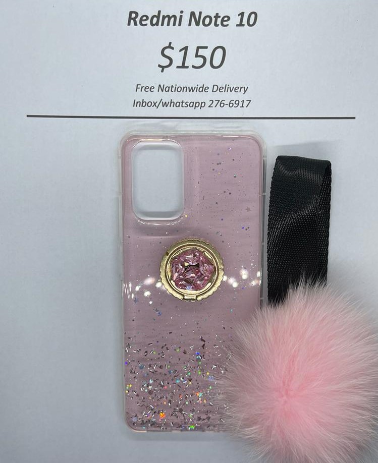 Redmi Note 10 Pink Glitter with Pom-pom and Pop Ring