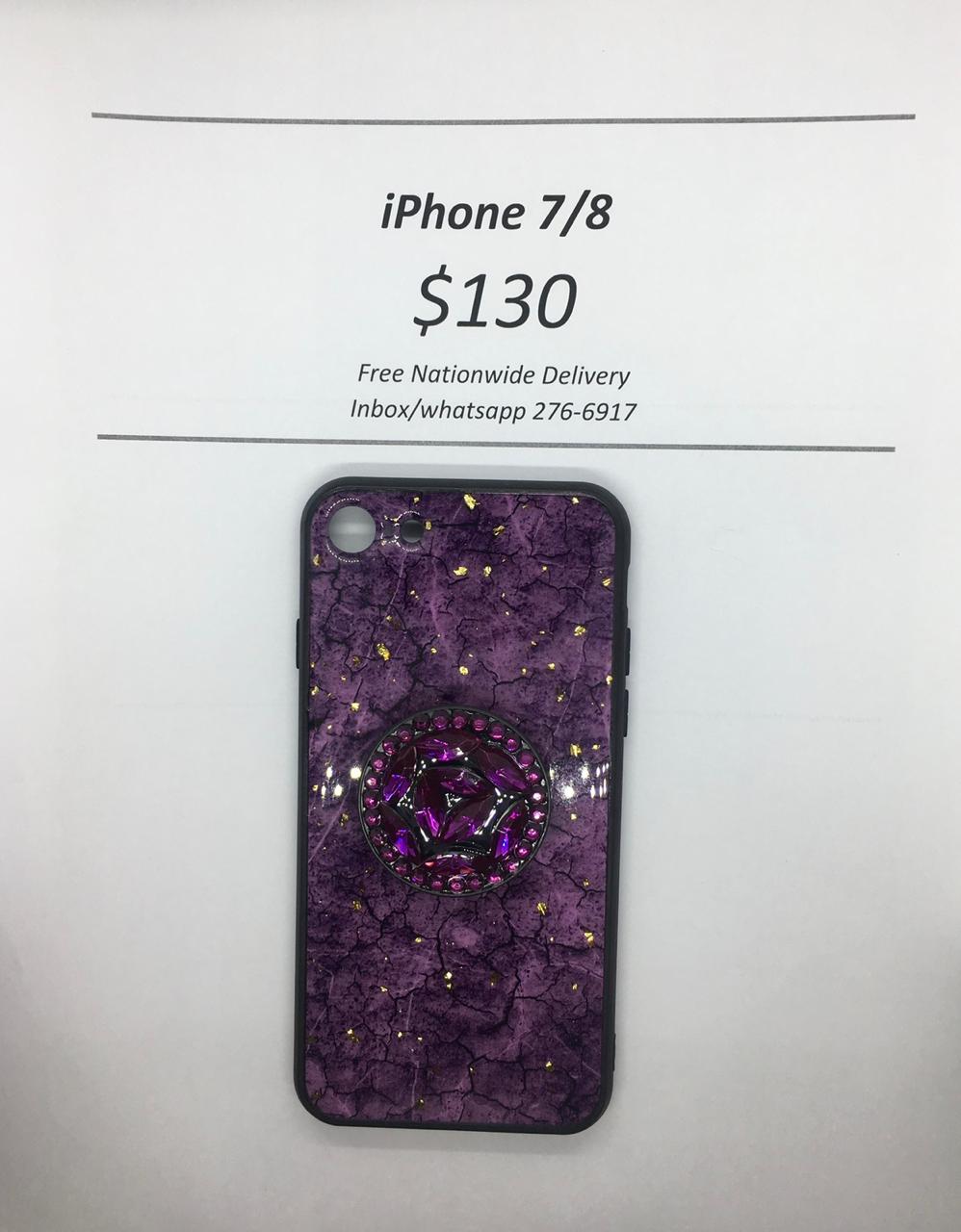 iPhone 7/8 Purple Marble with Pop Socket