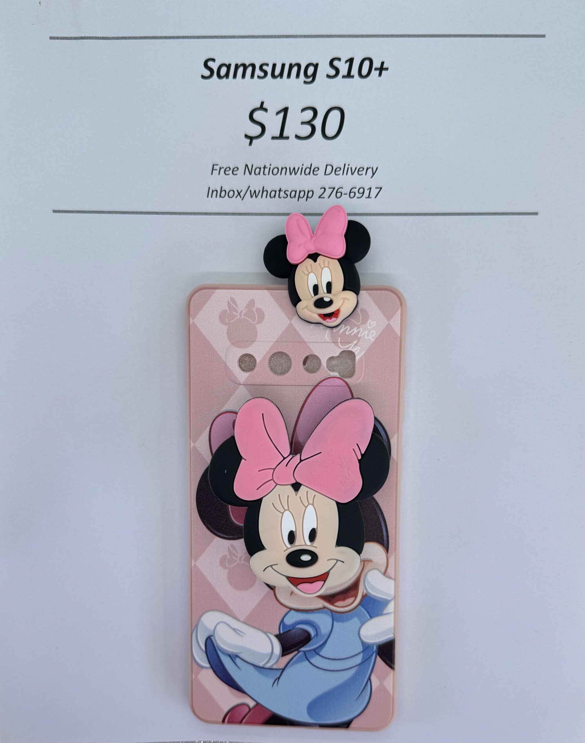 S10 Plus Light Pink Minnie with Pop socket