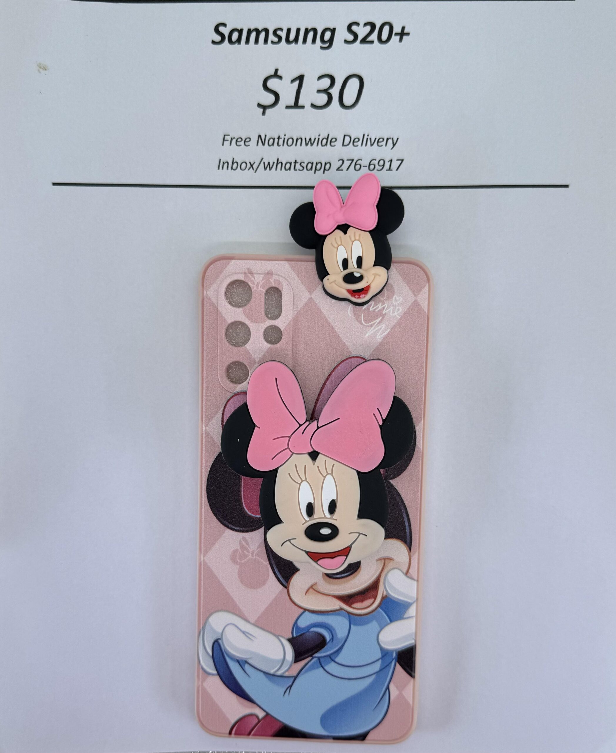S20 Plus Light Pink Minnie with Pop socket