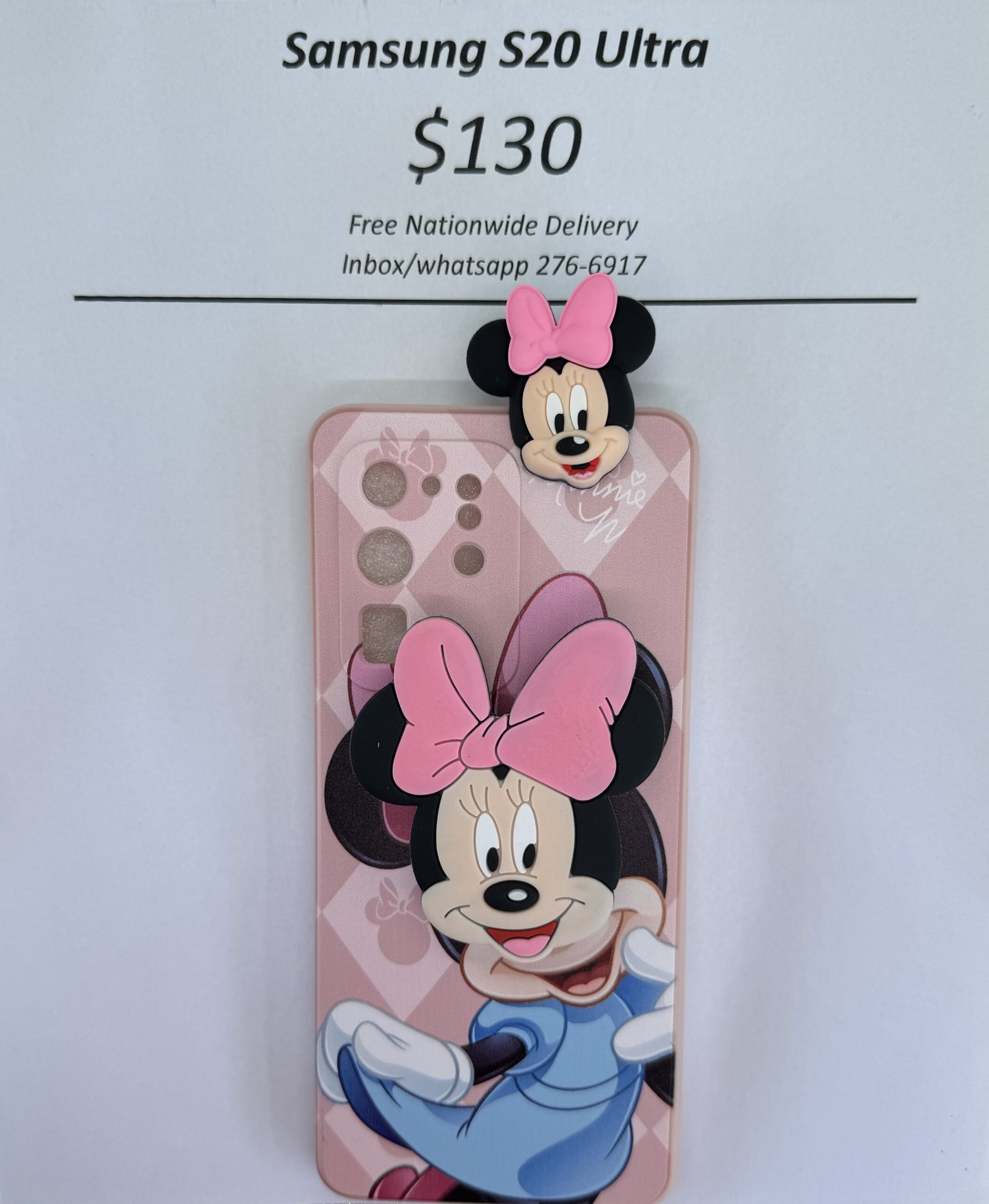 S20 Ultra Light Pink Minnie with Pop socket