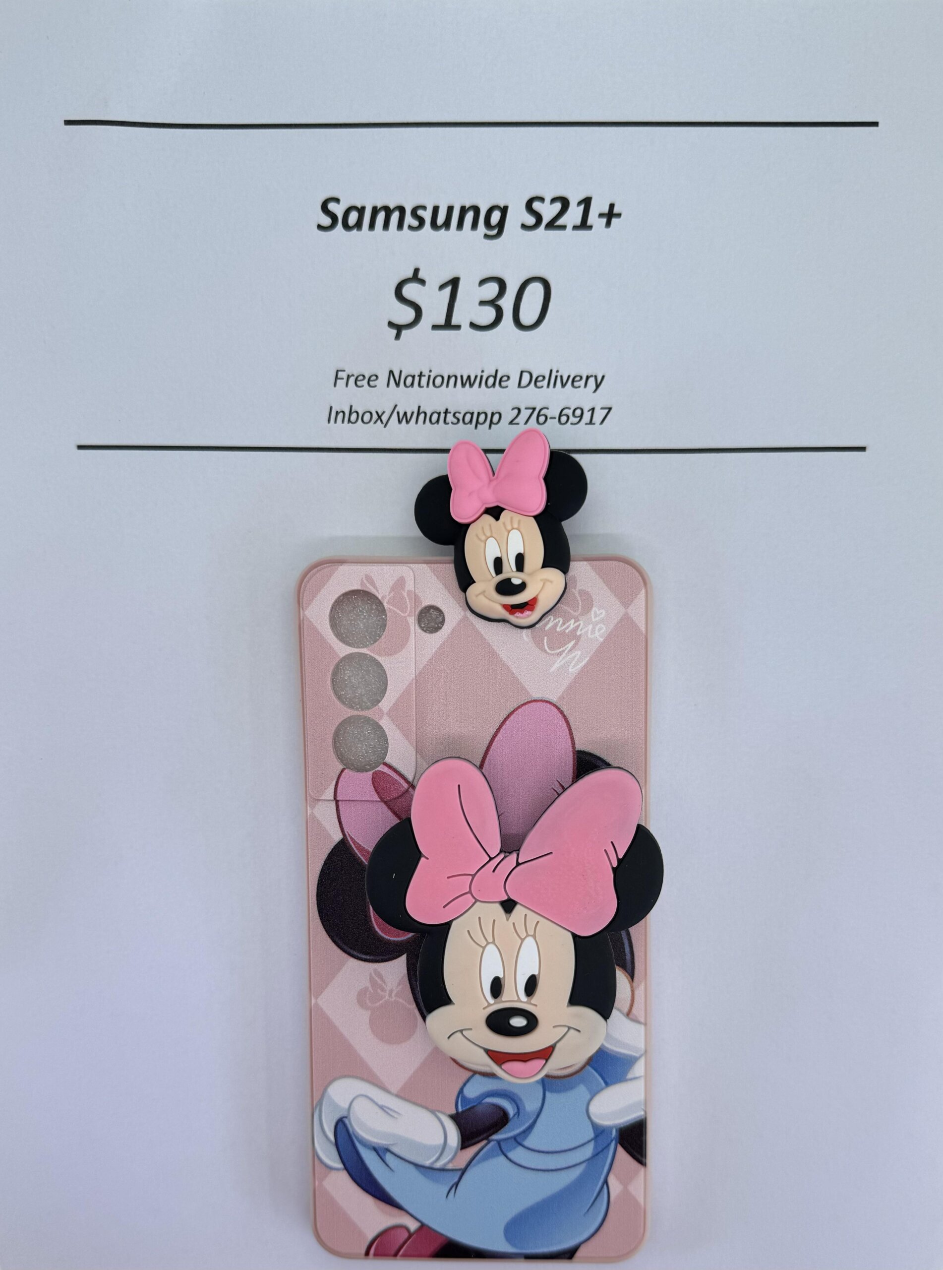 S21 Plus Light Pink Minnie with Pop socket