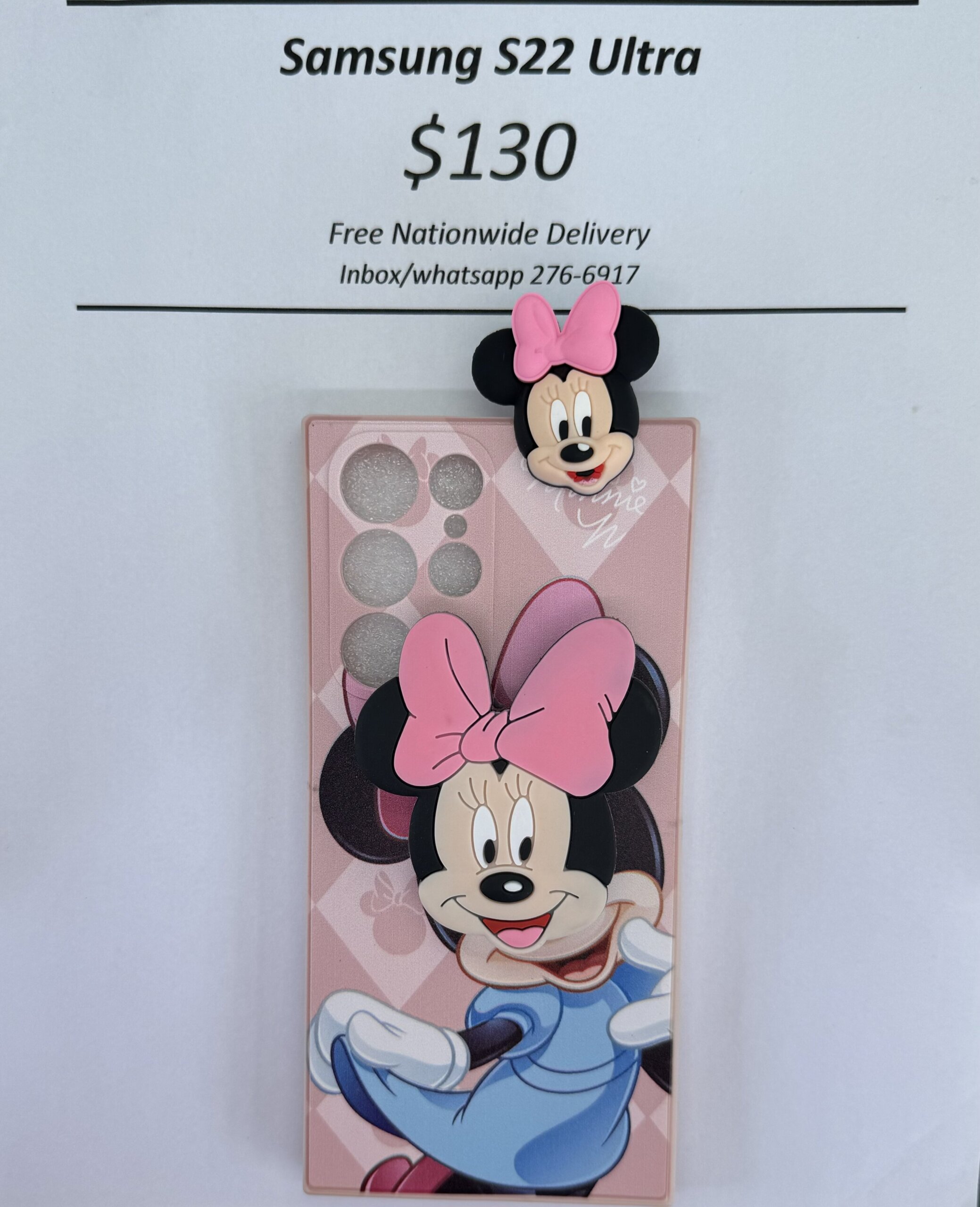 S22 Ultra Light Pink Minnie with Pop socket
