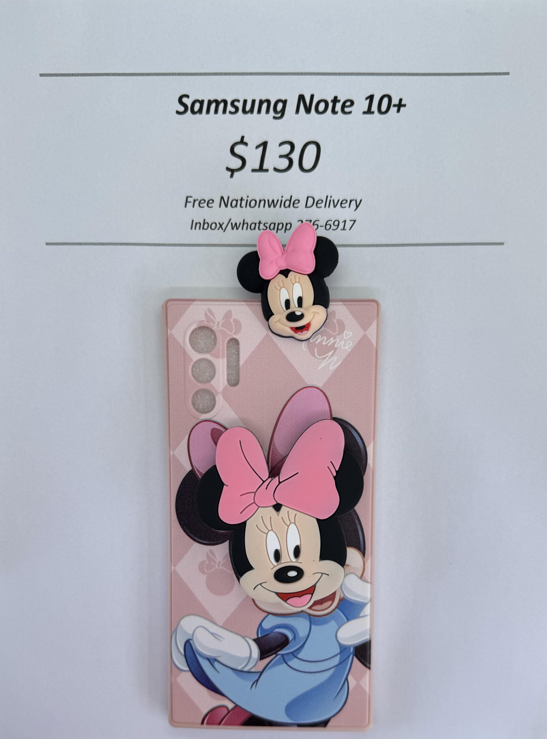 Note 10 Plus Light Pink Minnie with Pop socket