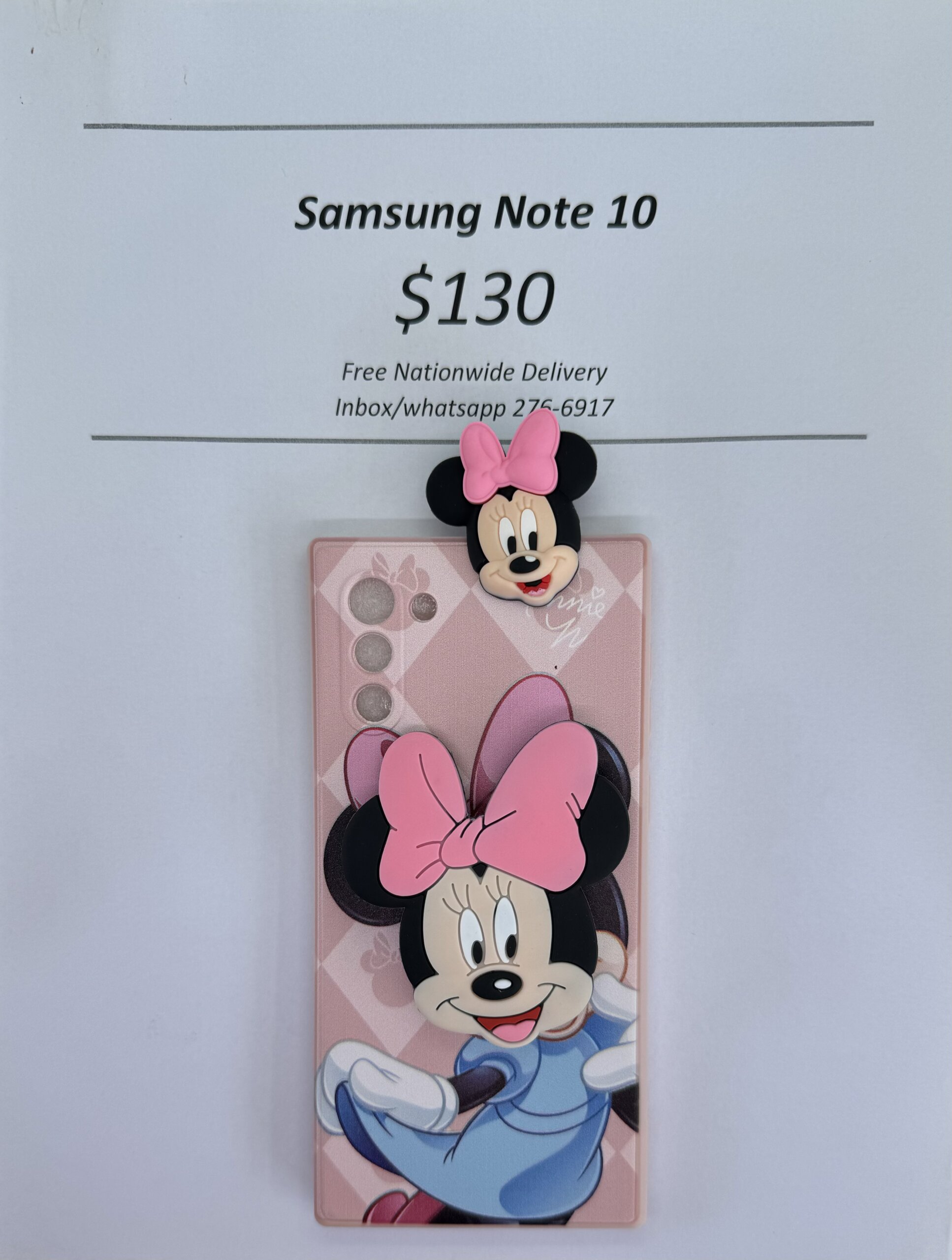 Note 10 Light Pink Minnie with Pop socket