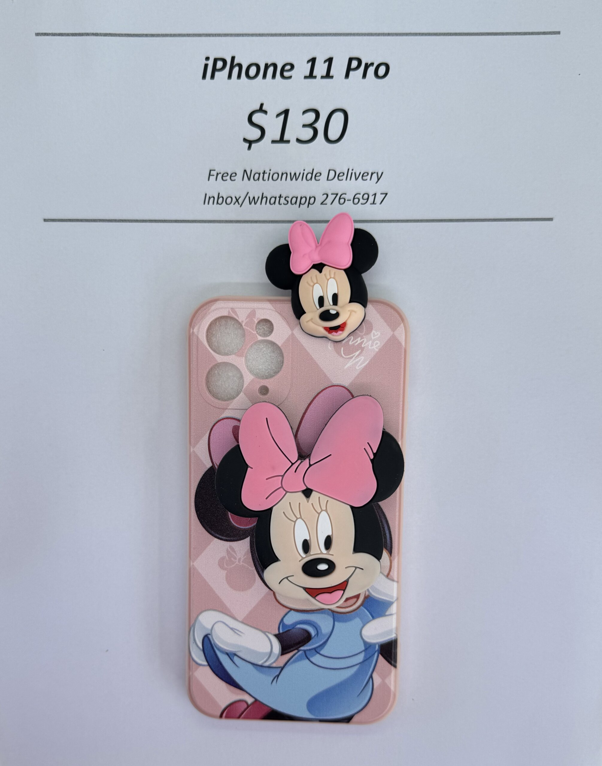 iPhone 11 Pro Light Pink Minnie with Pop socket