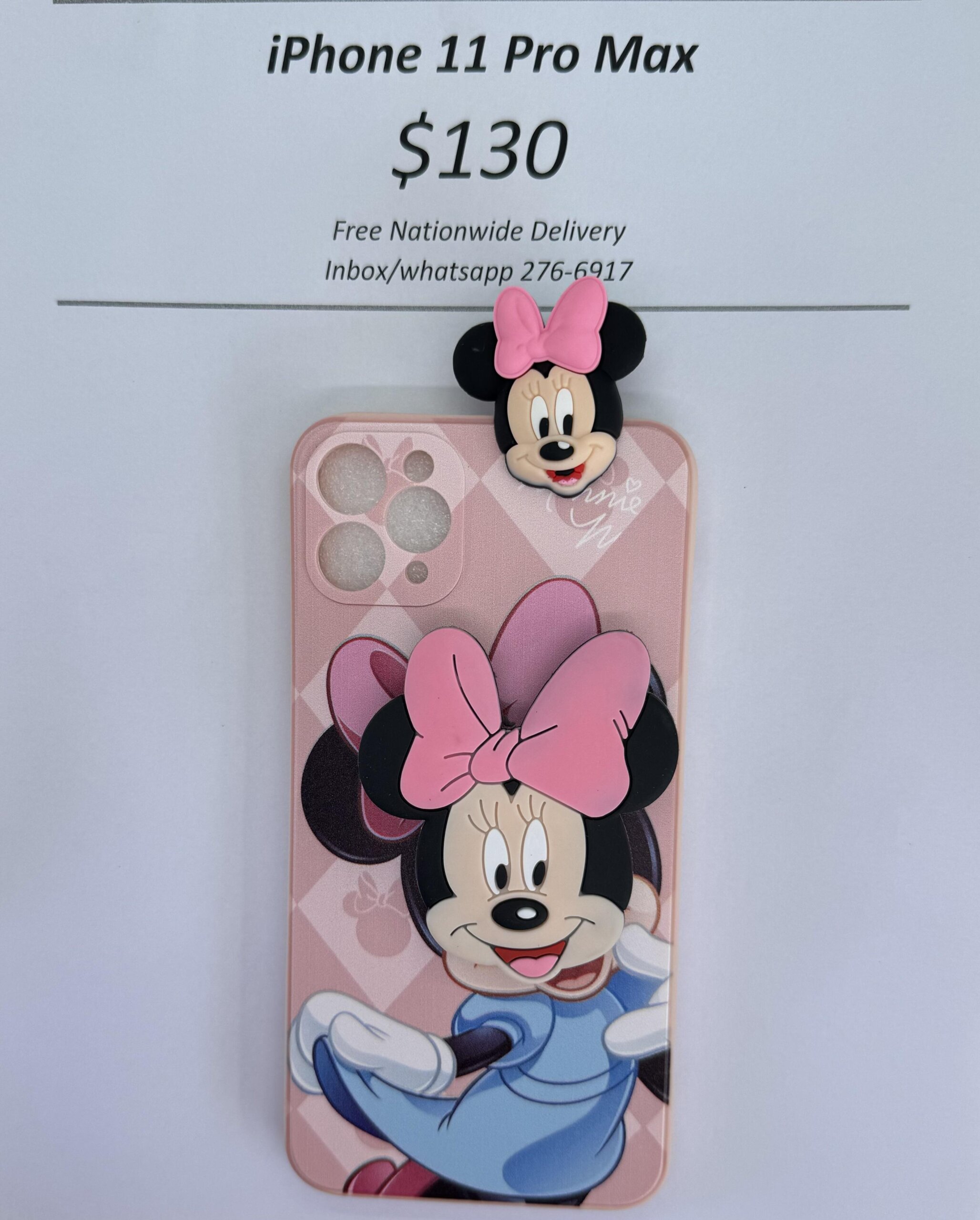 iPhone 11 Pro Max Light Pink Minnie with Pop socket