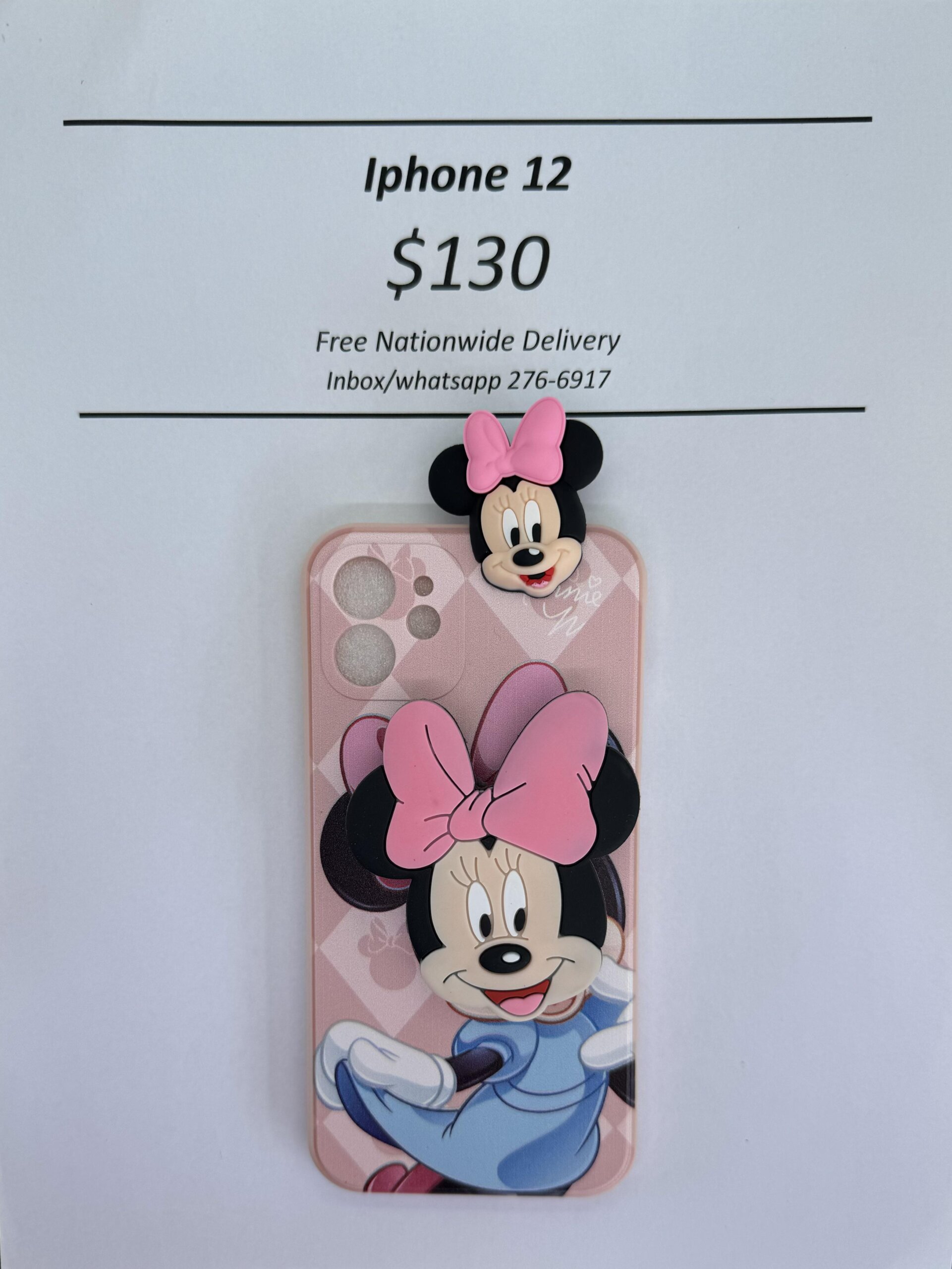 iPhone 12 Light Pink Minnie with Pop socket