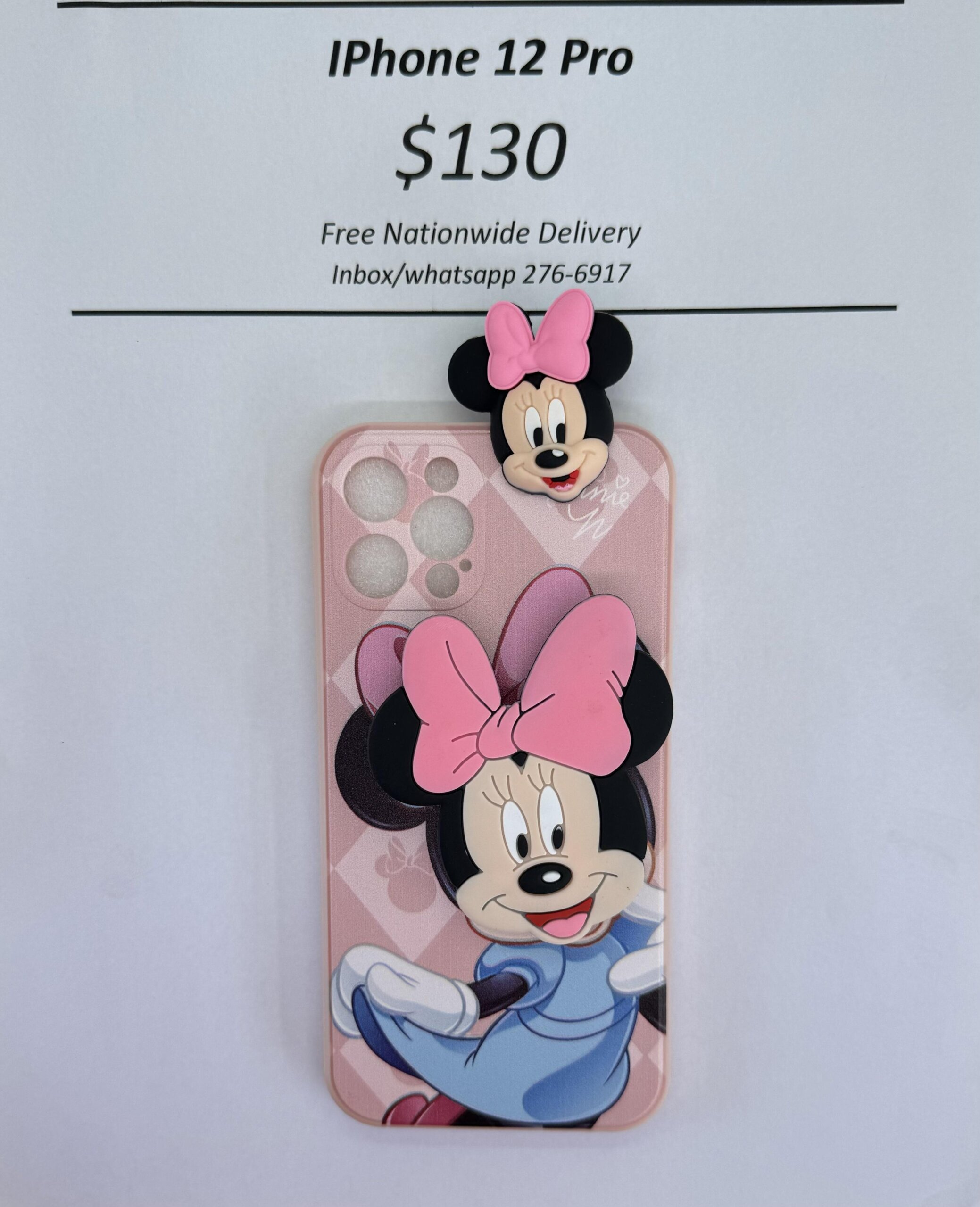 iPhone 12 Pro Light Pink Minnie with Pop socket