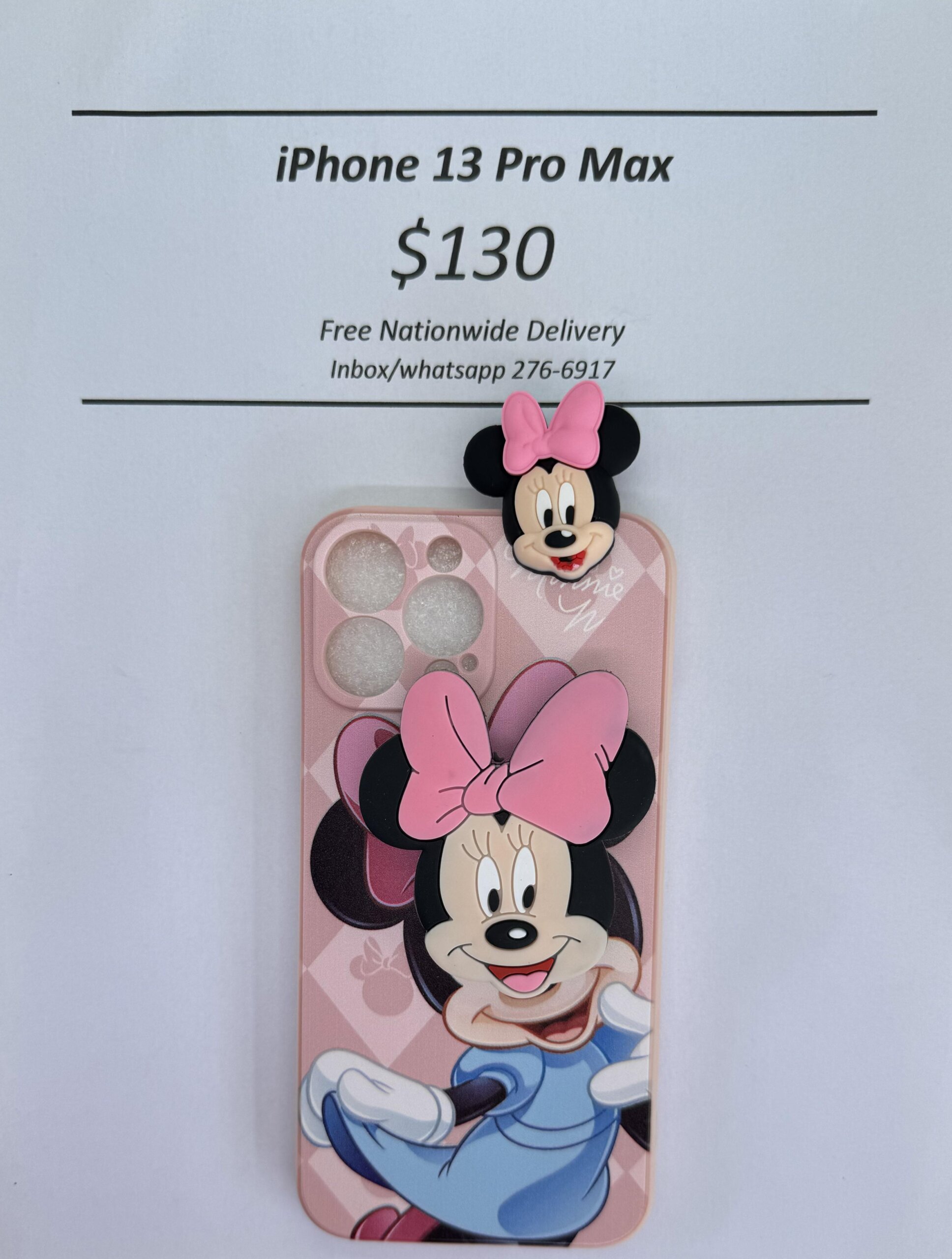 iPhone 13 Pro Max Light Pink Minnie with Pop socket
