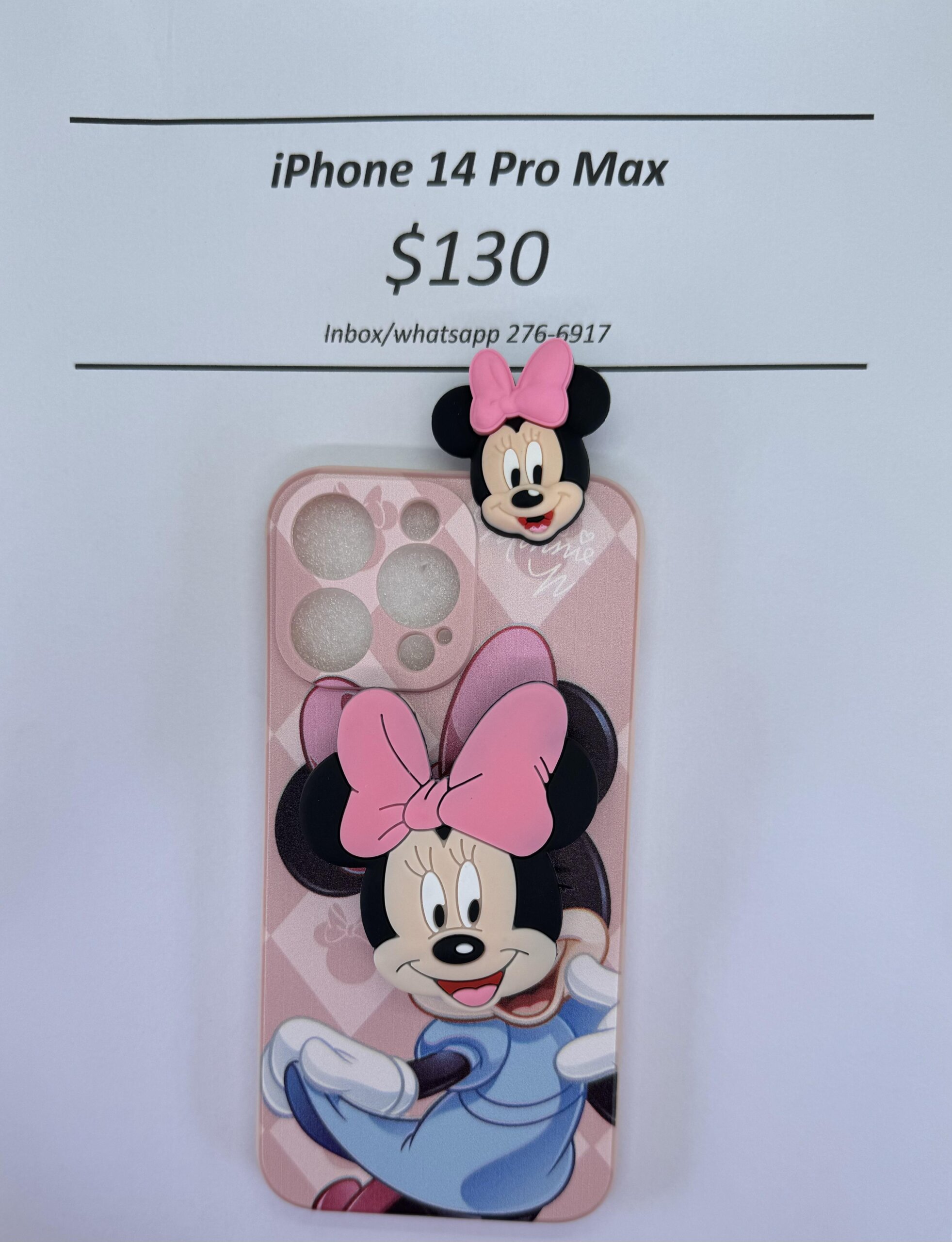 iPhone 14 Pro Max Light Pink Minnie with Pop socket