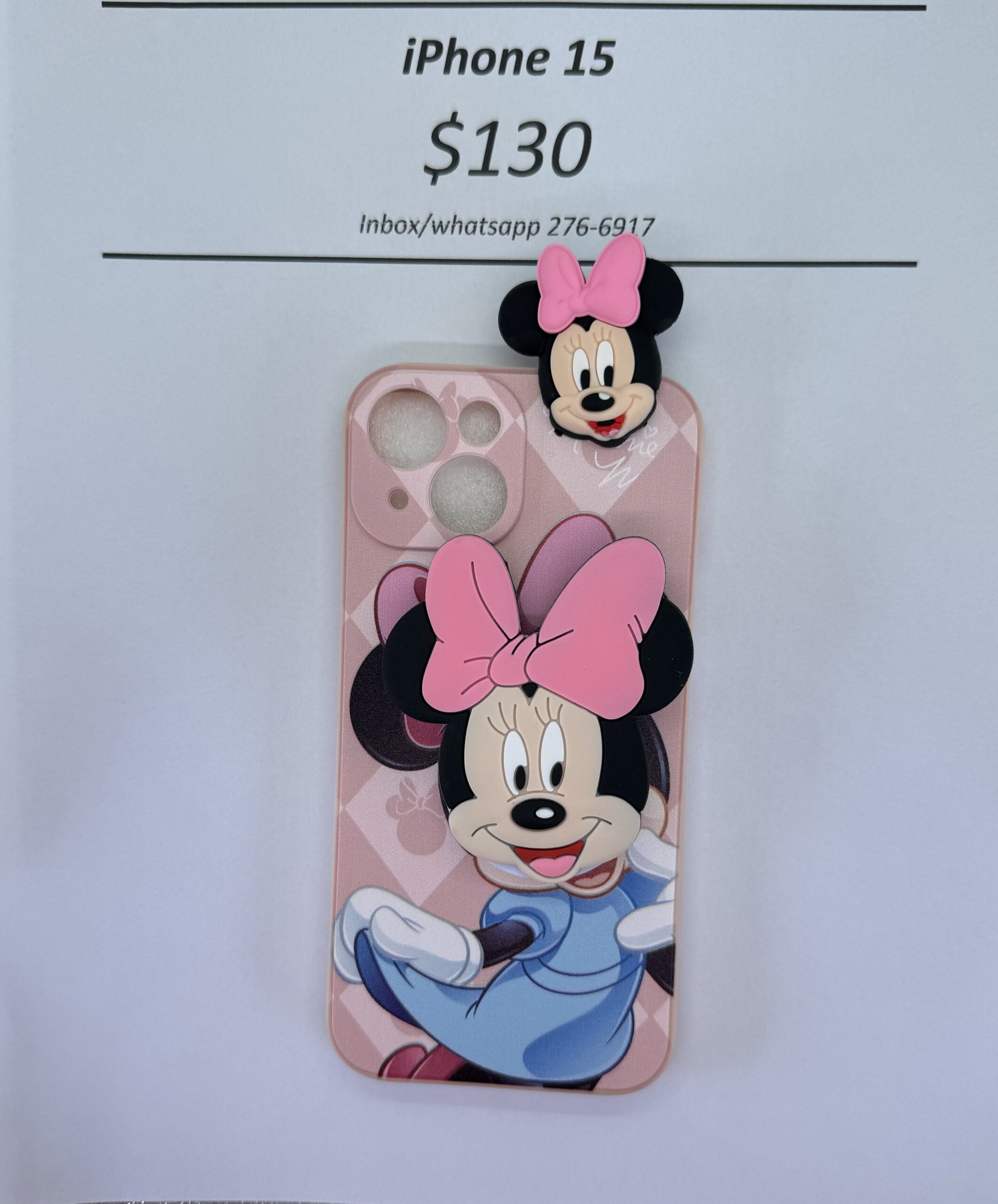 iPhone 15 Light Pink Minnie with Pop socket