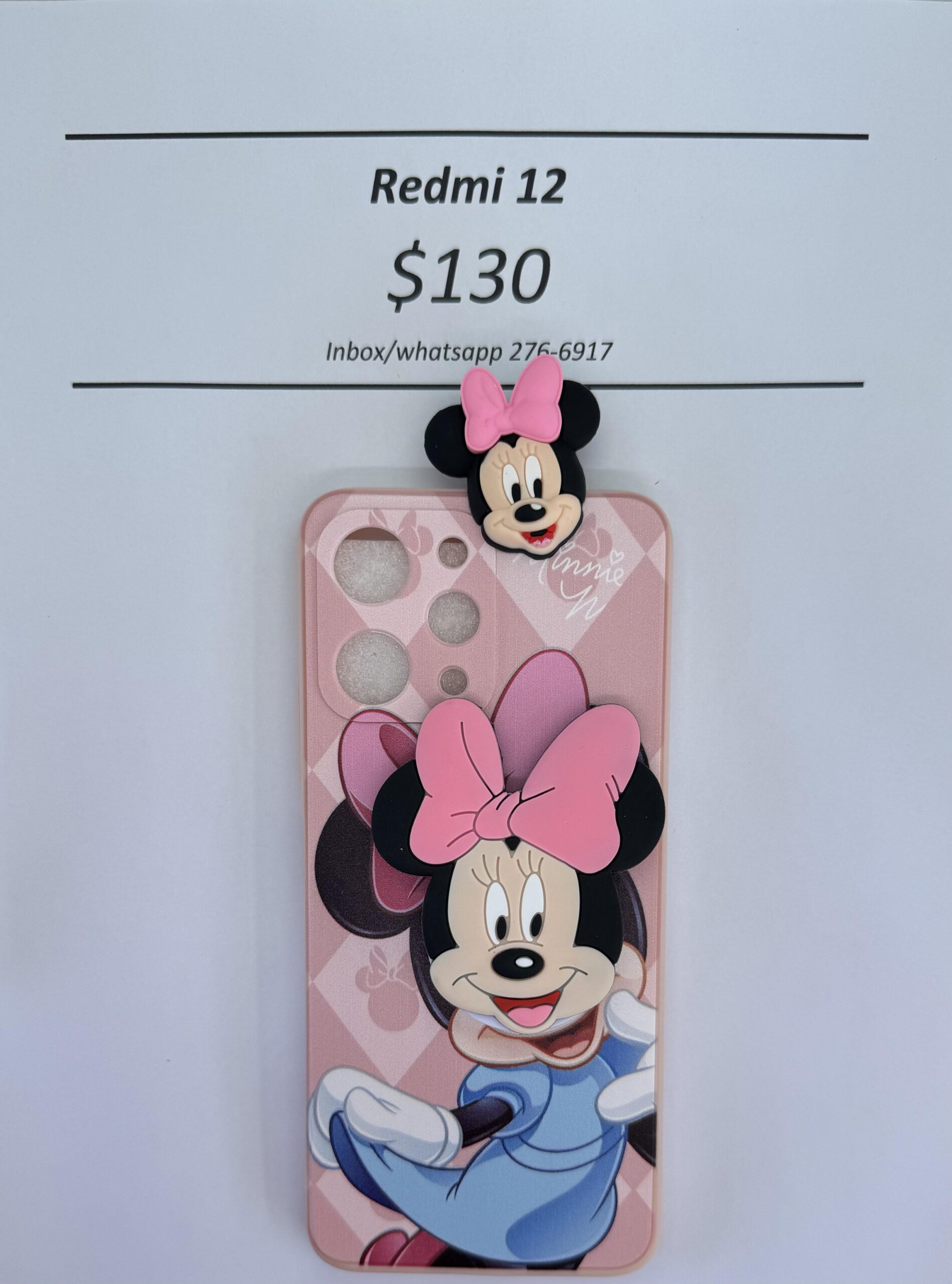 Redmi 12 Light Pink Minnie with Pop socket
