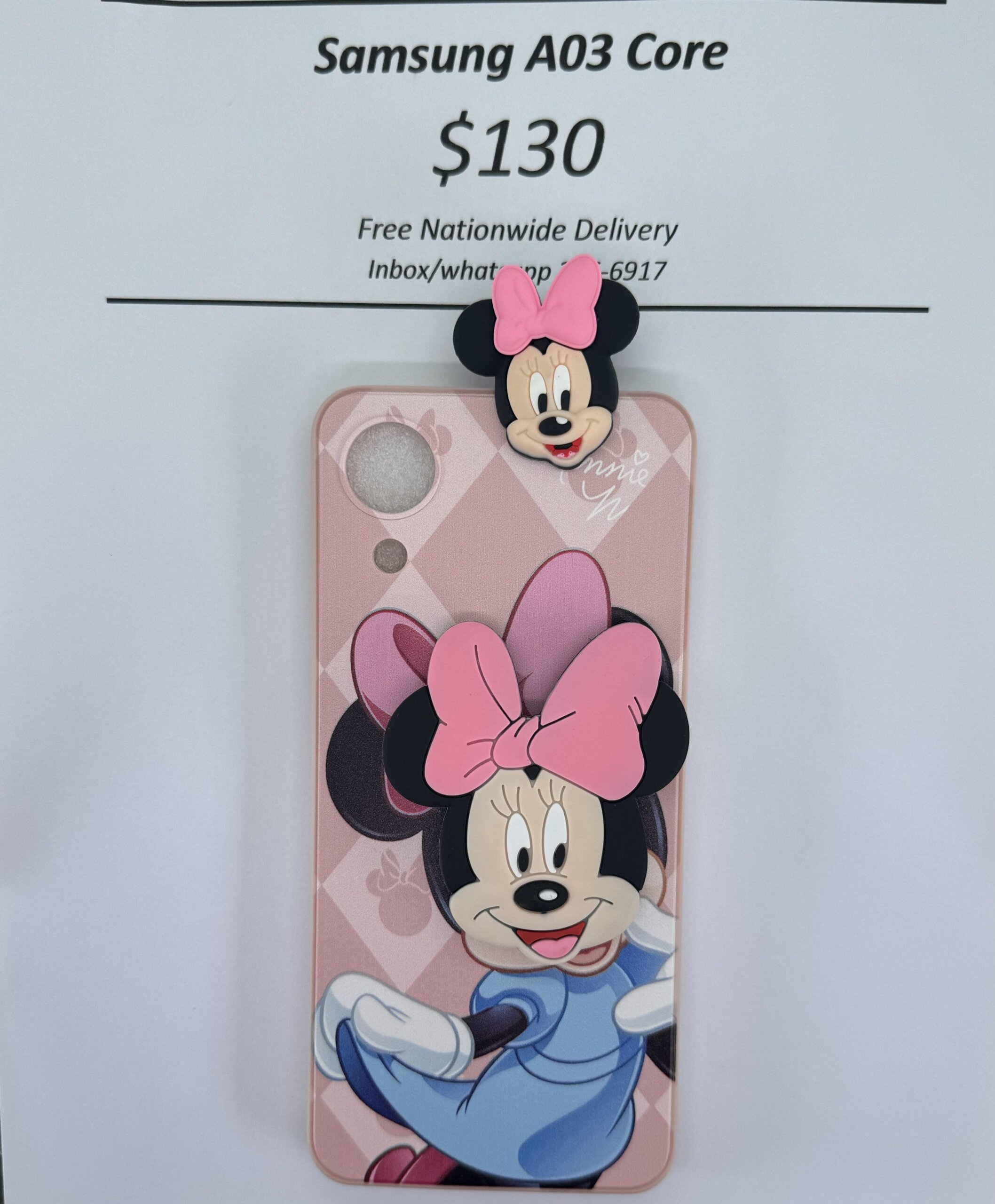 A03 Core Light Pink Minnie with Pop socket