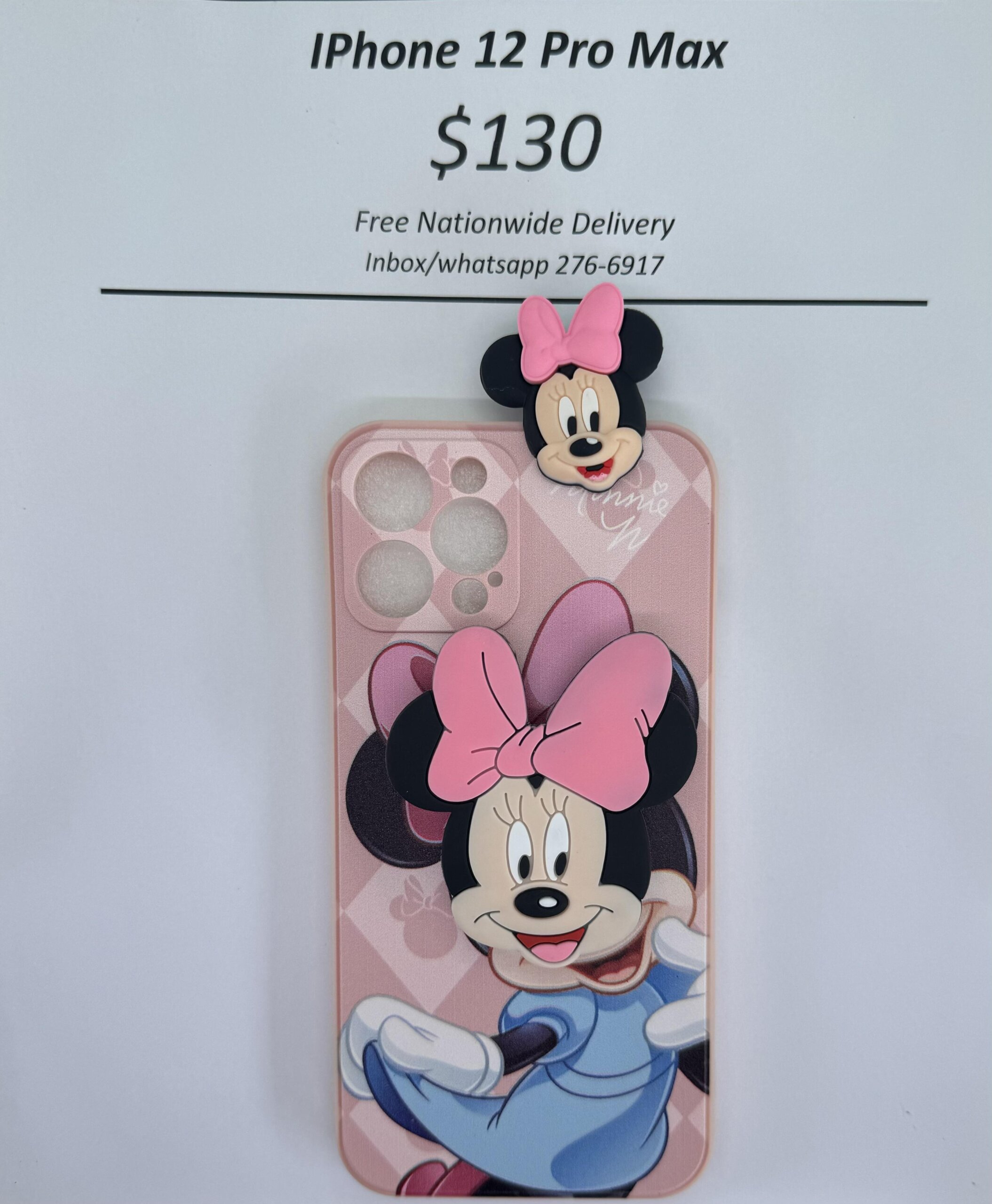 iPhone 12 Pro Max Light Pink Minnie with Pop socket