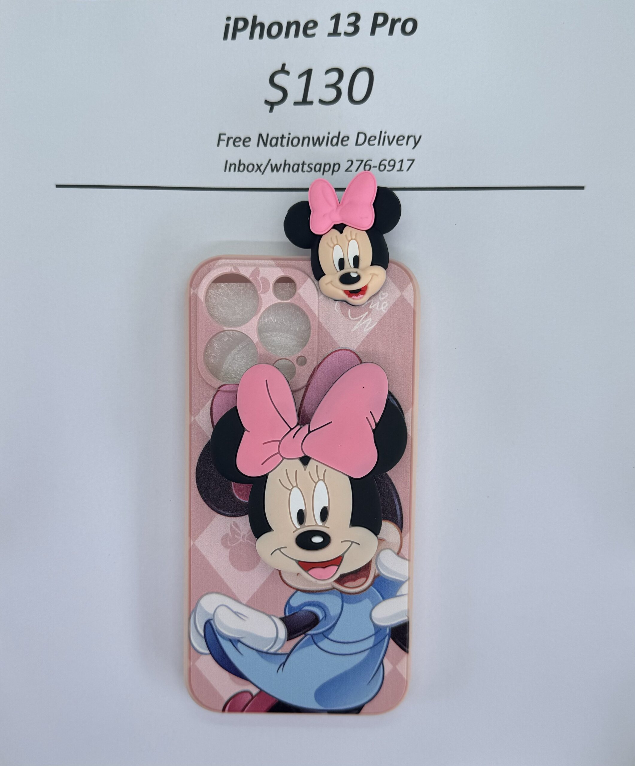 iPhone 13 Pro Light Pink Minnie with Pop socket