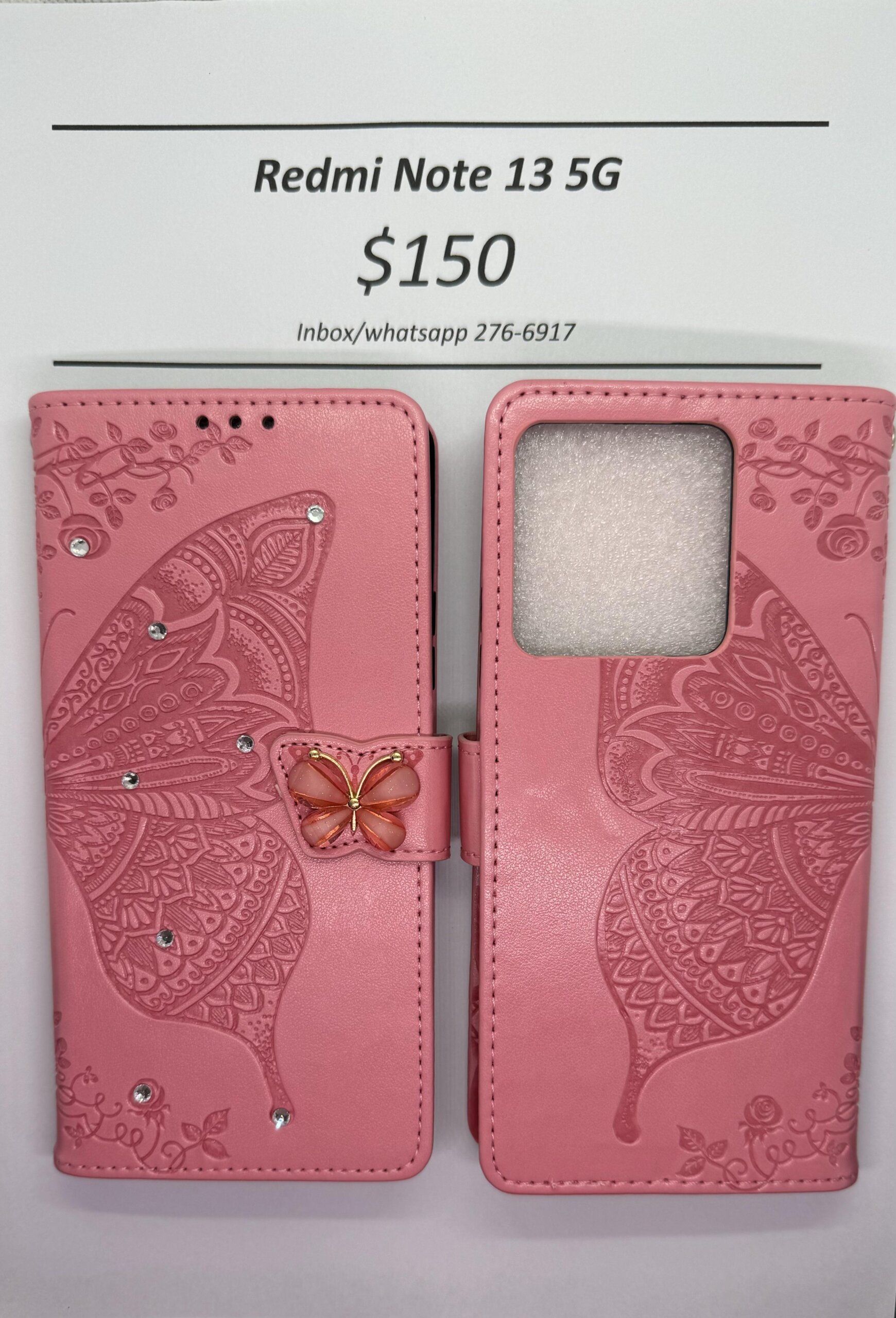 Redmi Note 13 5G Pink Butterfly Wallet