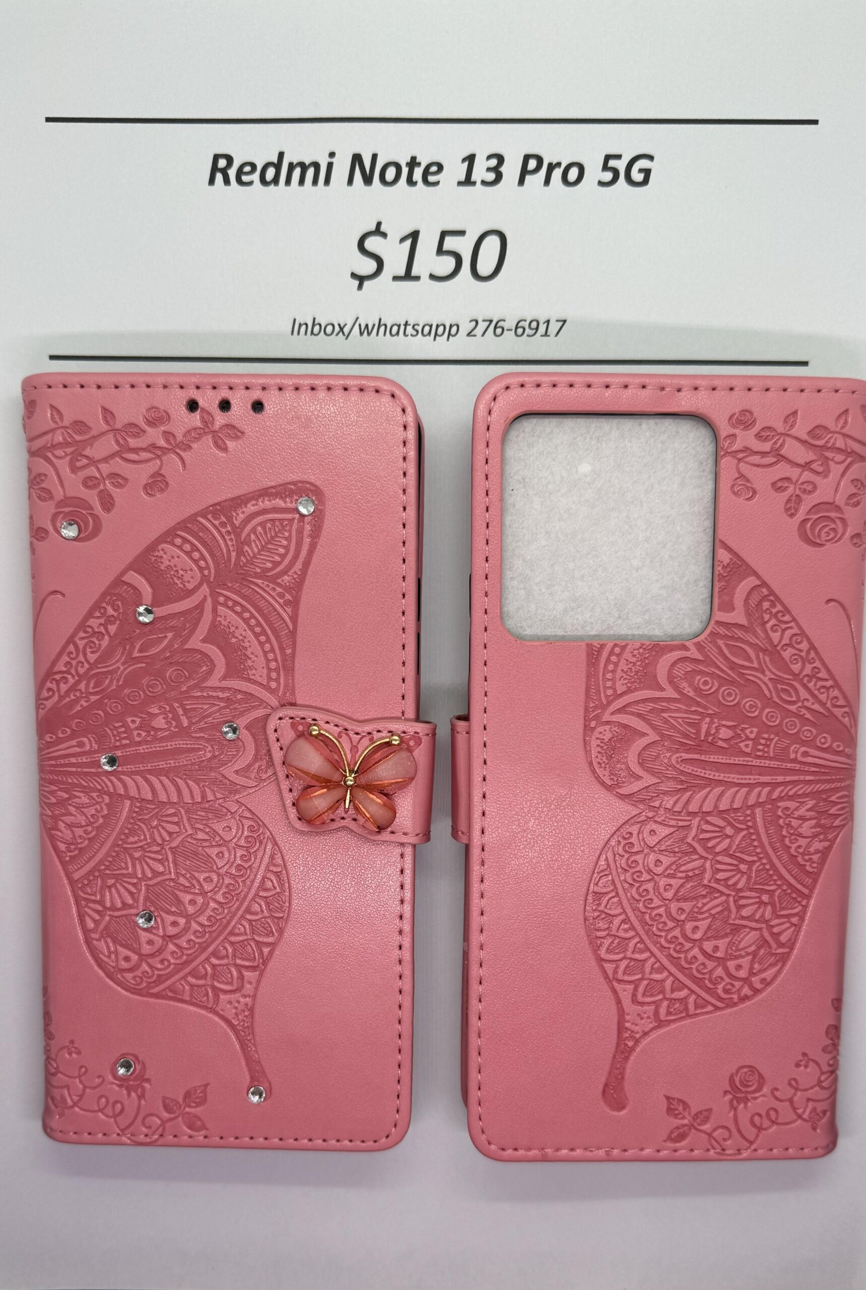 Redmi Note 13 Pro 5G Pink Butterfly Wallet