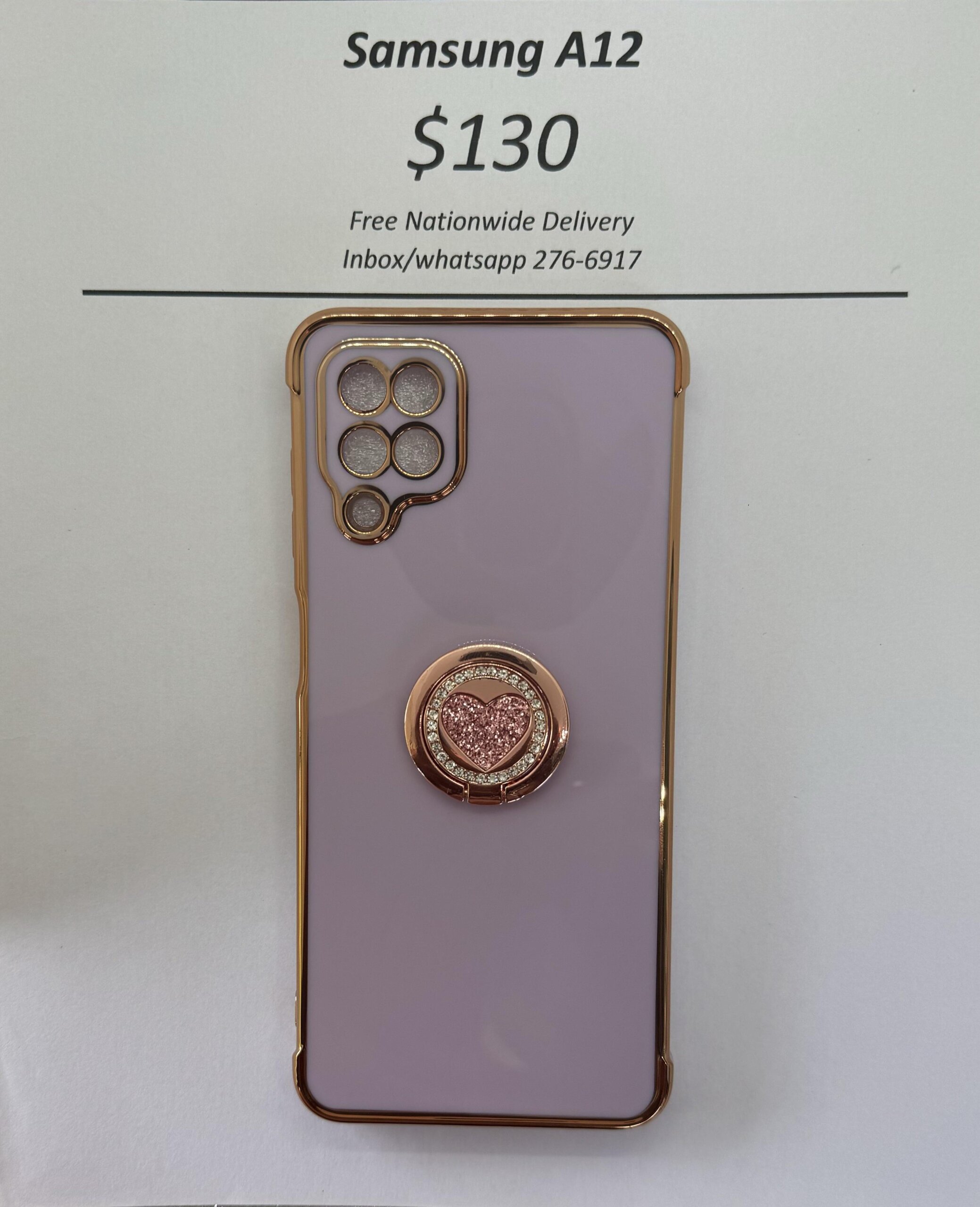 A12 Purple case with pink heart pop ring