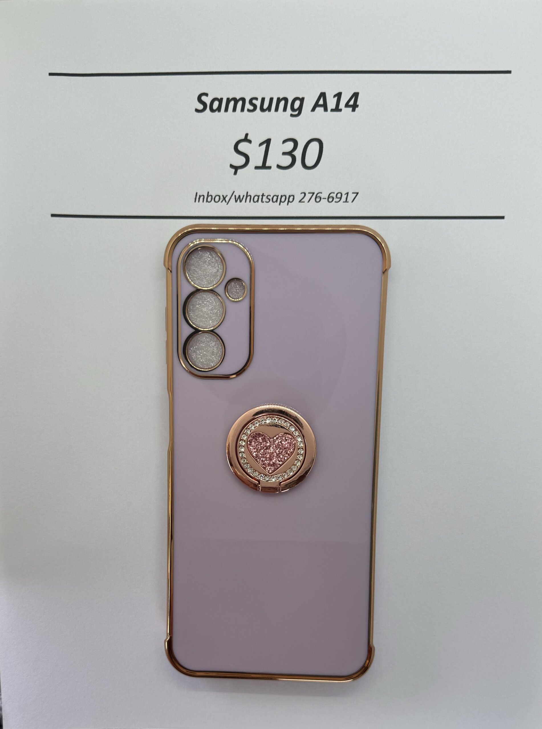 A14 Purple case with pink heart pop ring