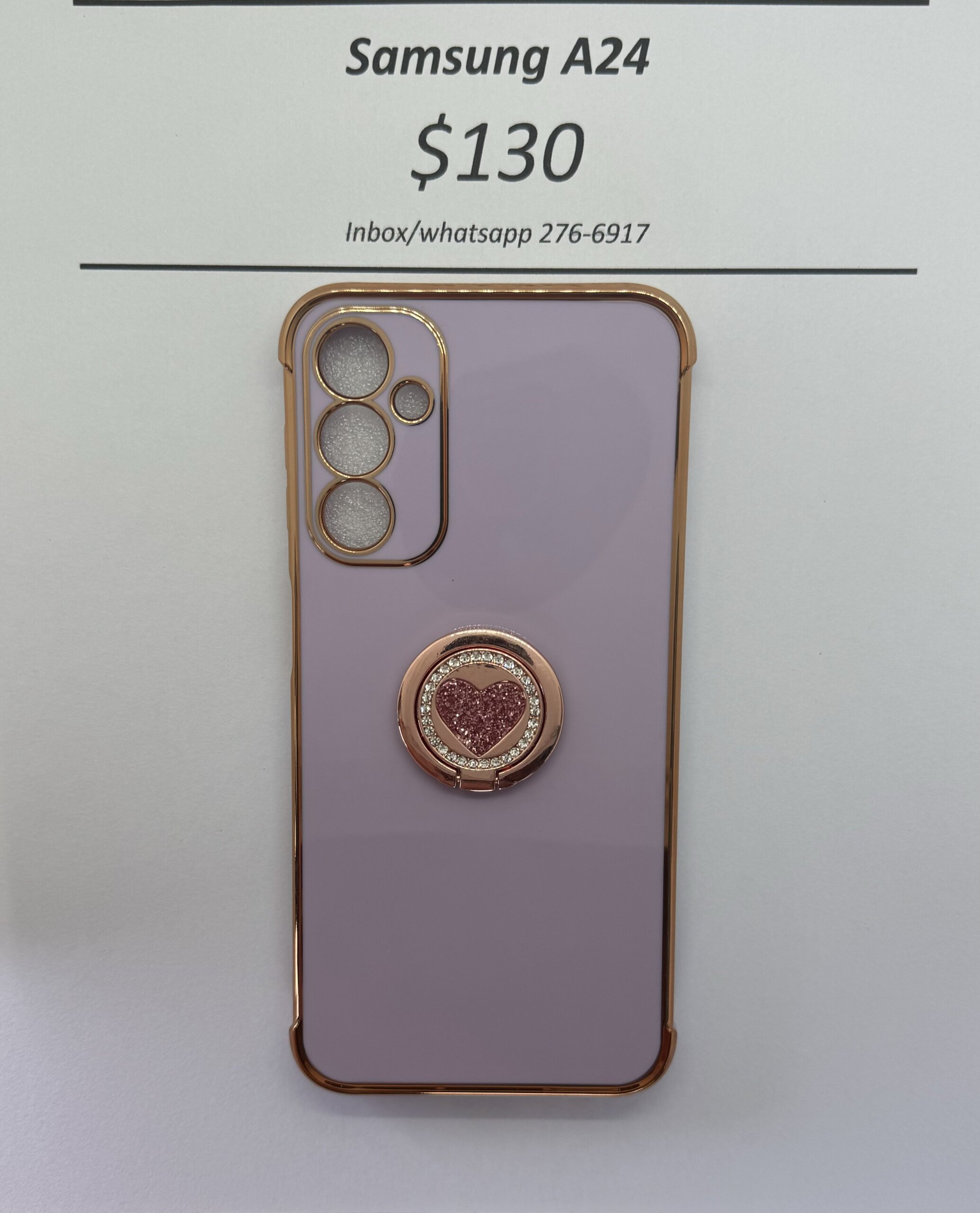 A24 Purple case with pink heart pop ring
