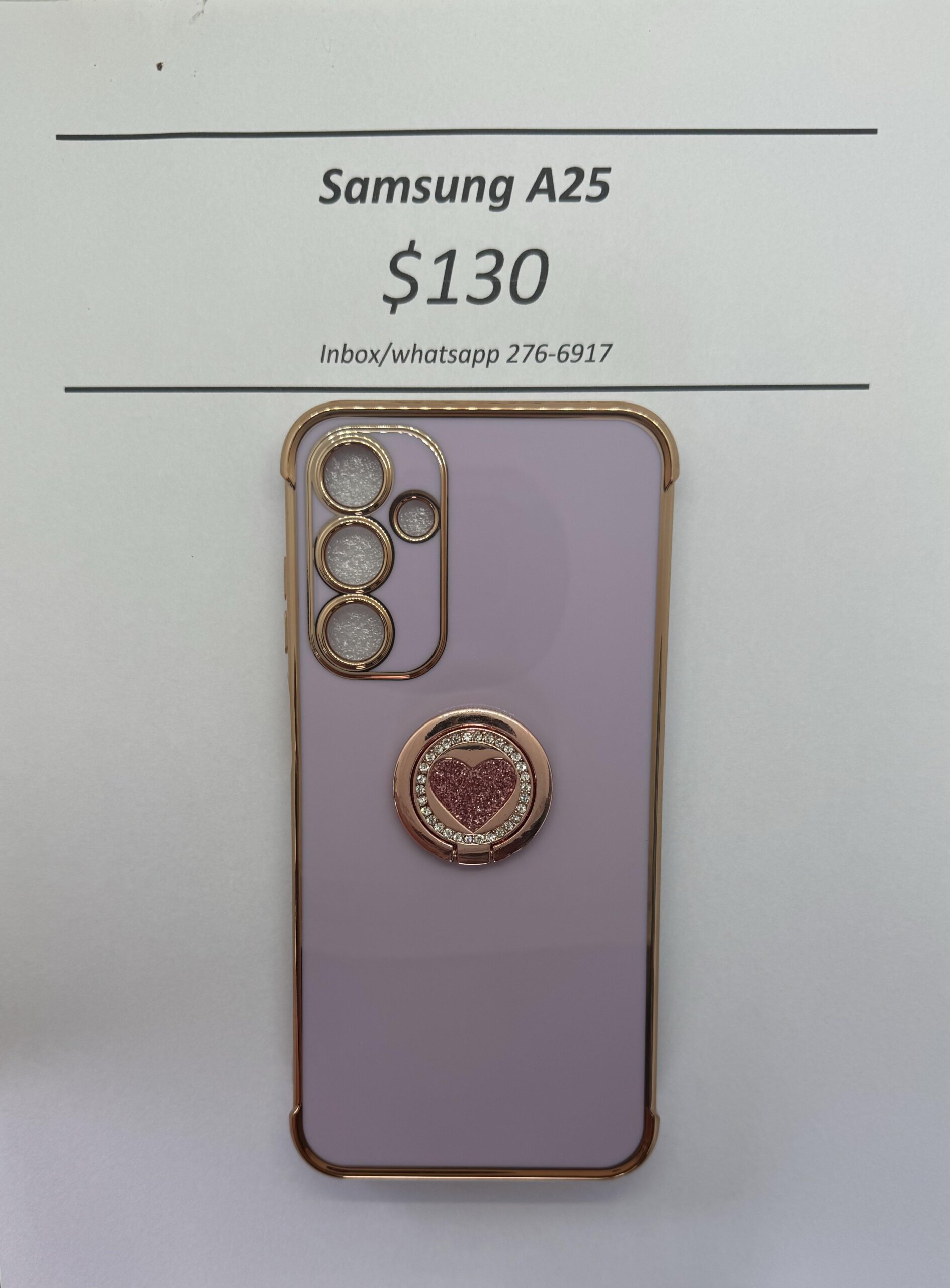 A25 Purple case with pink heart pop ring