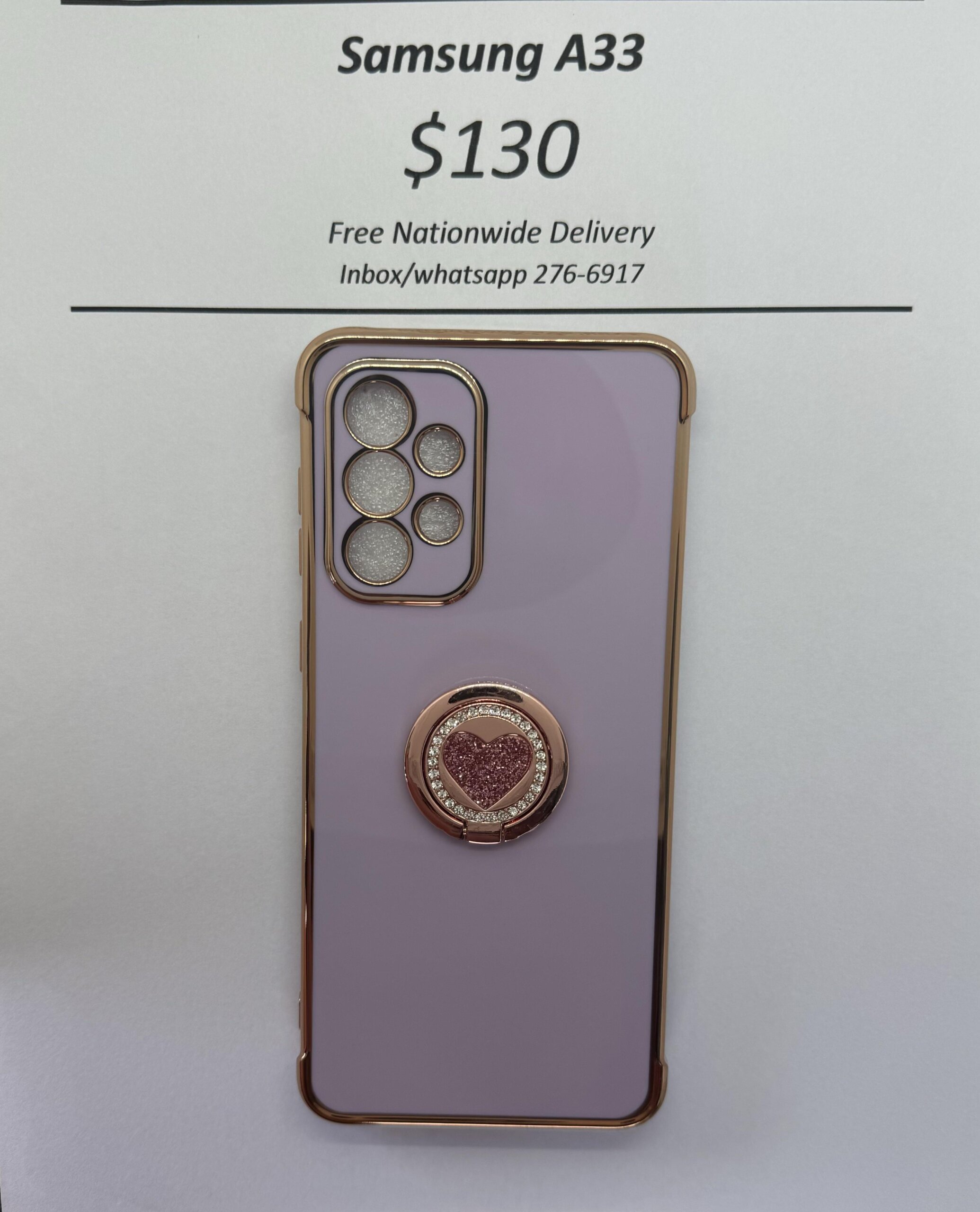 A33 Purple case with pink heart pop ring