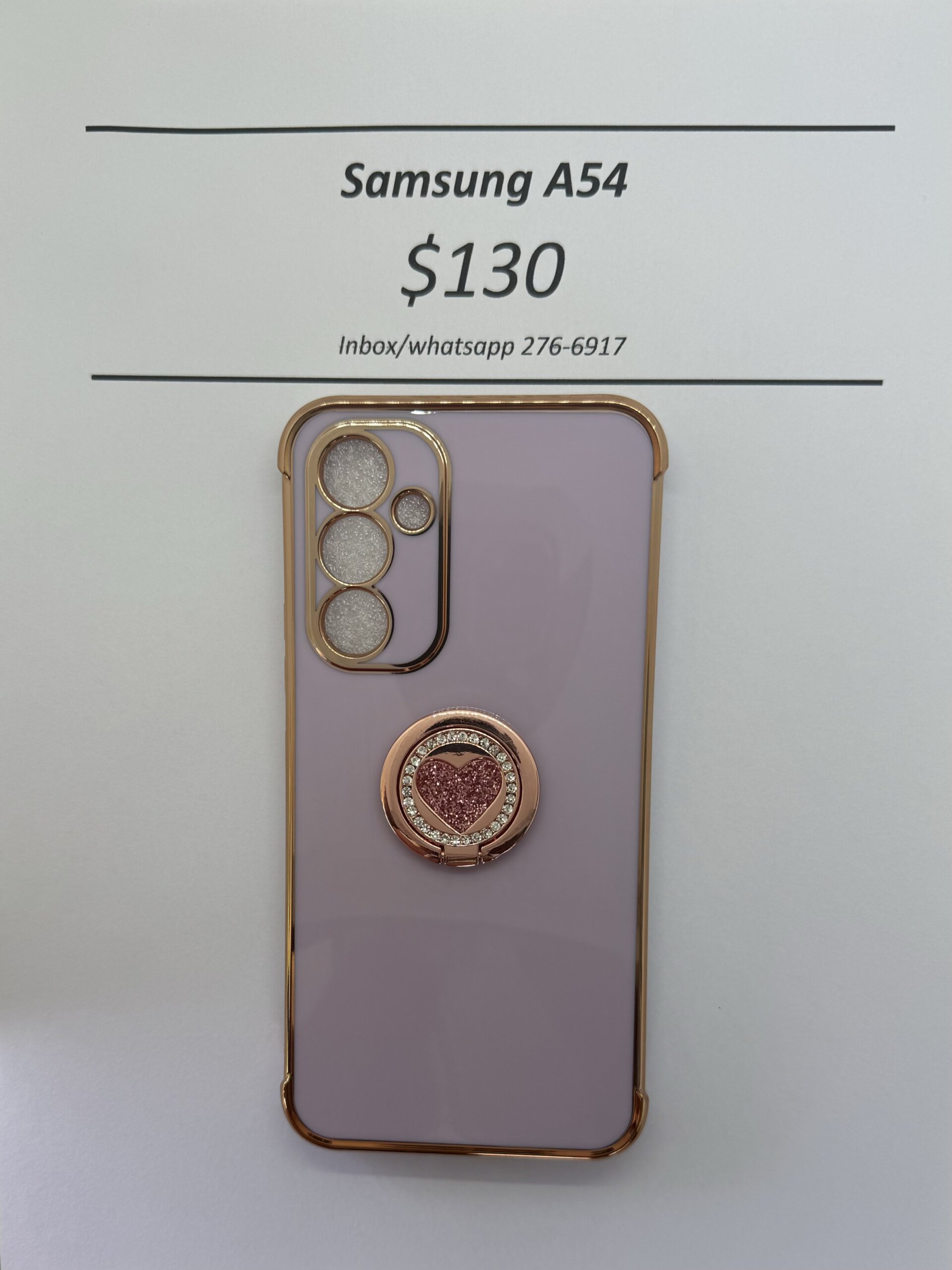 A54 Purple case with pink heart pop ring