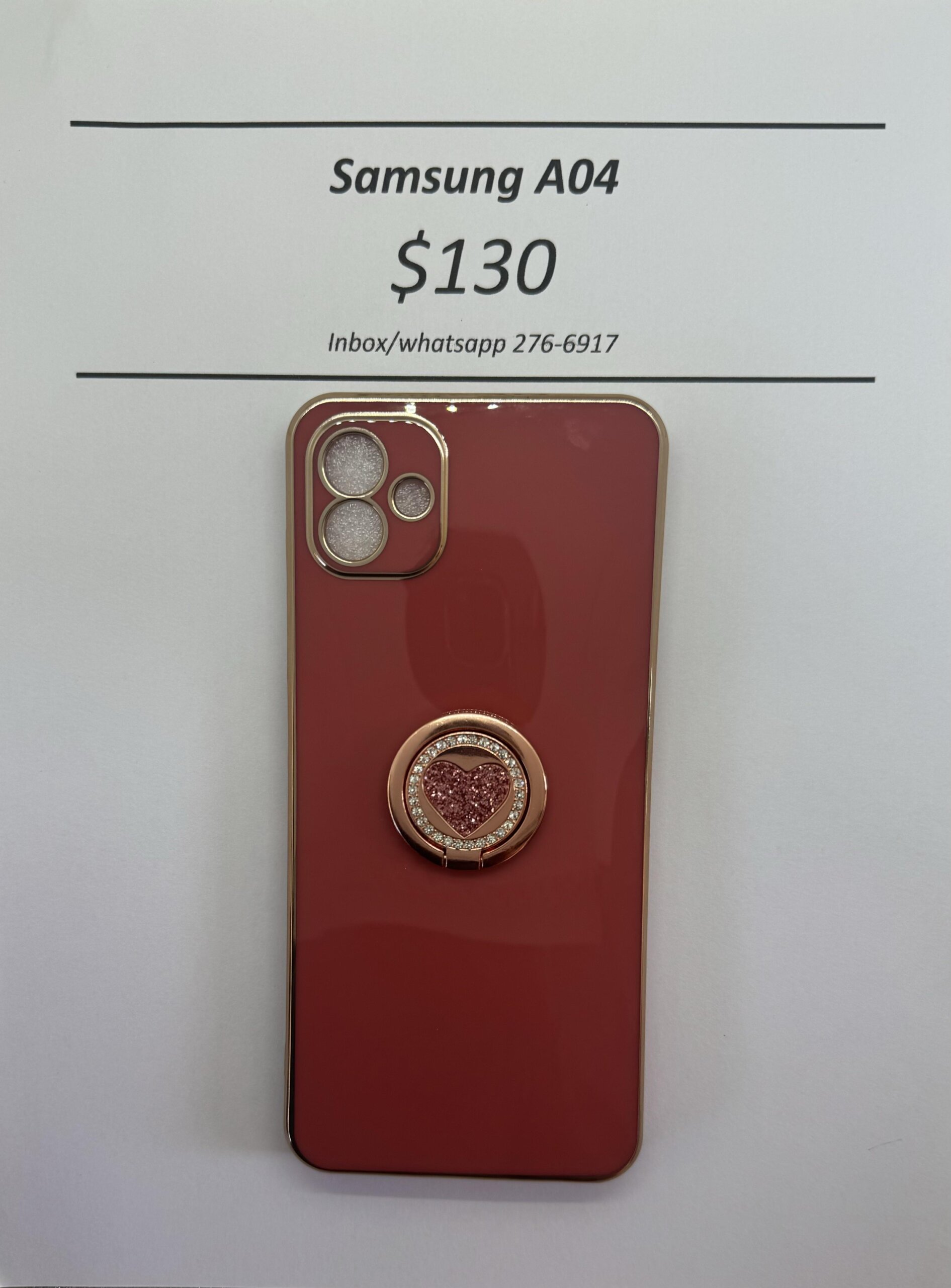 A04 Dark pink case with pink heart pop ring