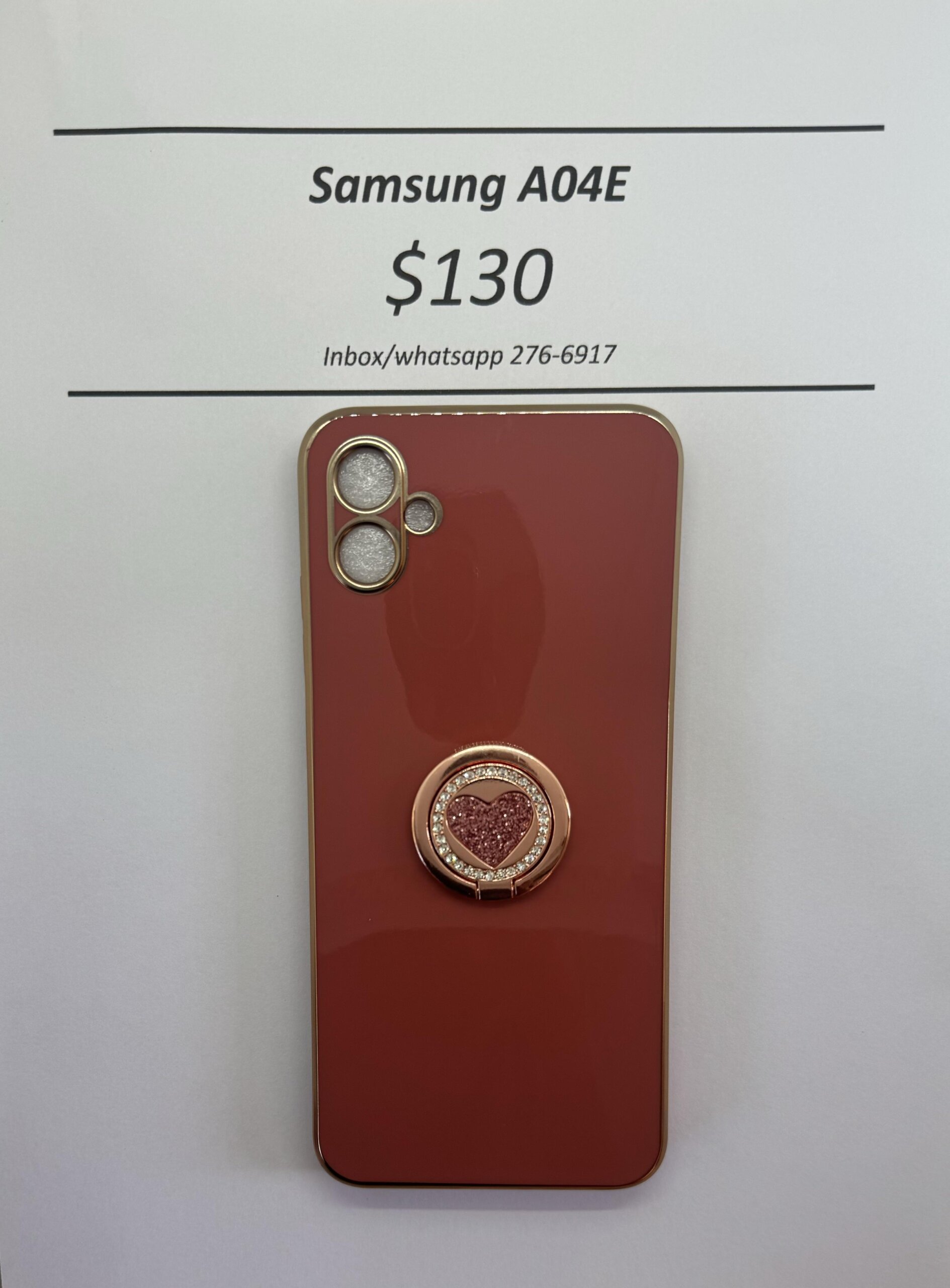 A04E Dark pink case with pink heart pop ring