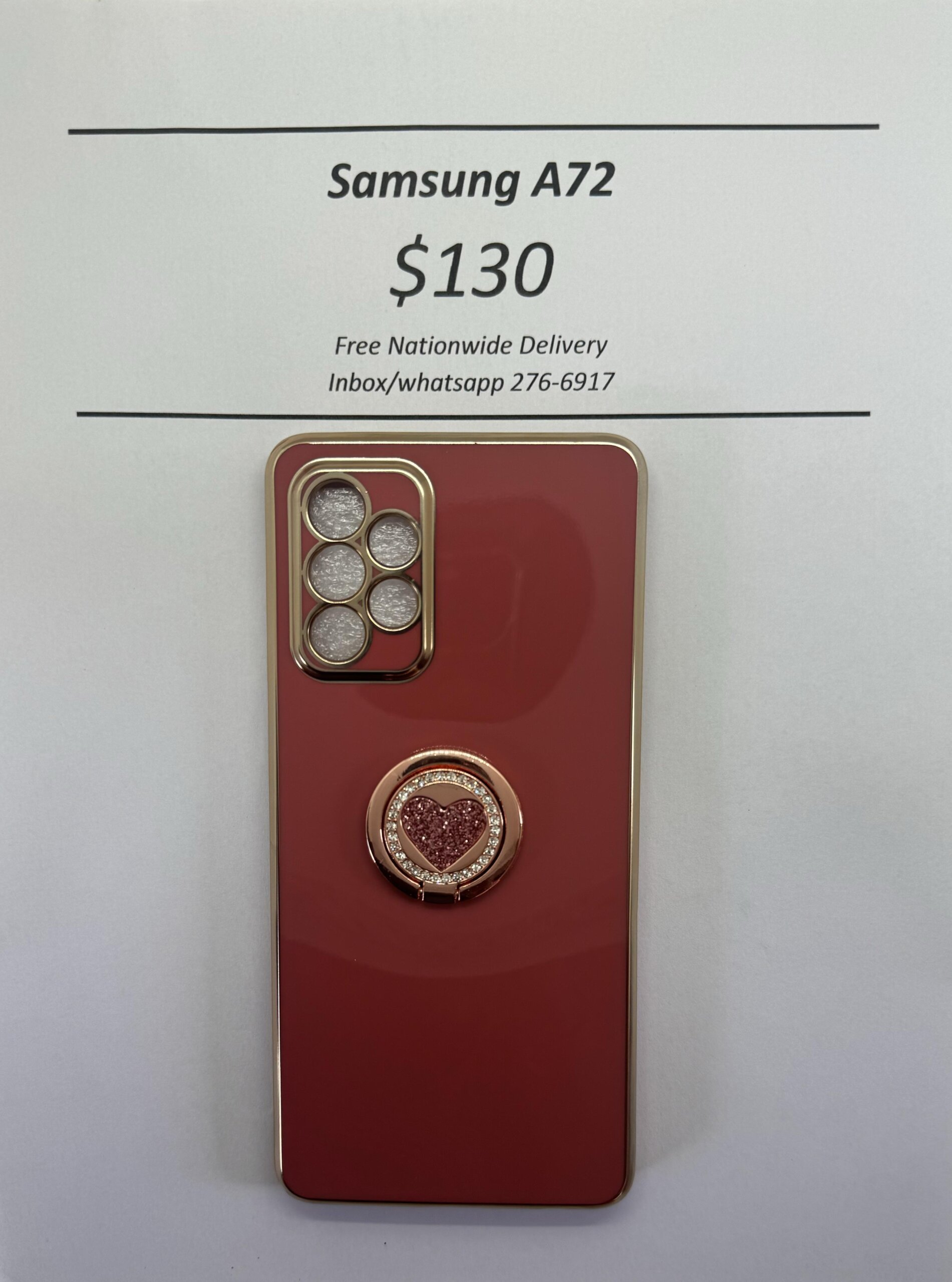 A72 Dark pink case with pink heart pop ring