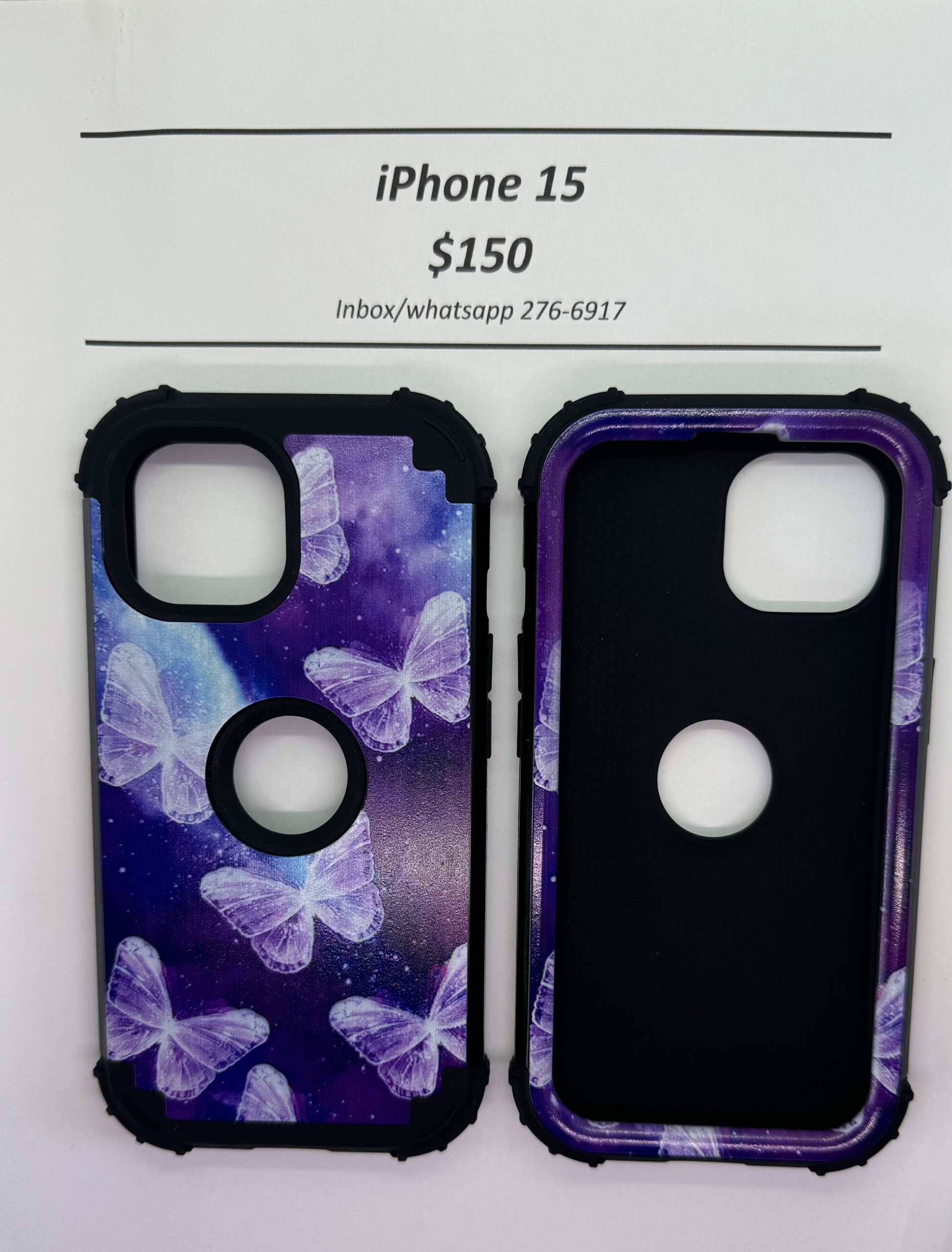 iPhone 15 Purple Rugged Butterfly