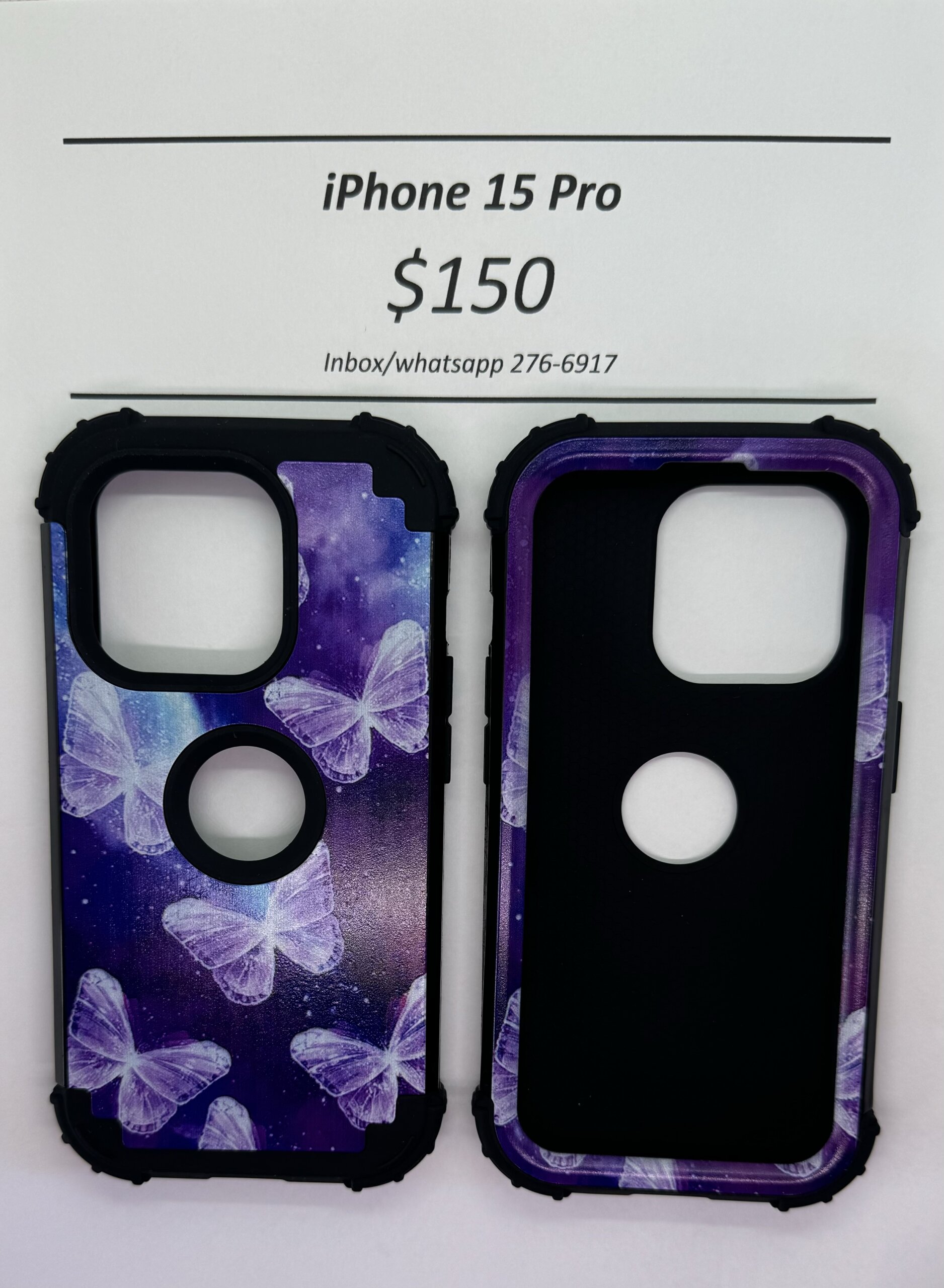 iPhone 15 Pro Purple Rugged Butterfly