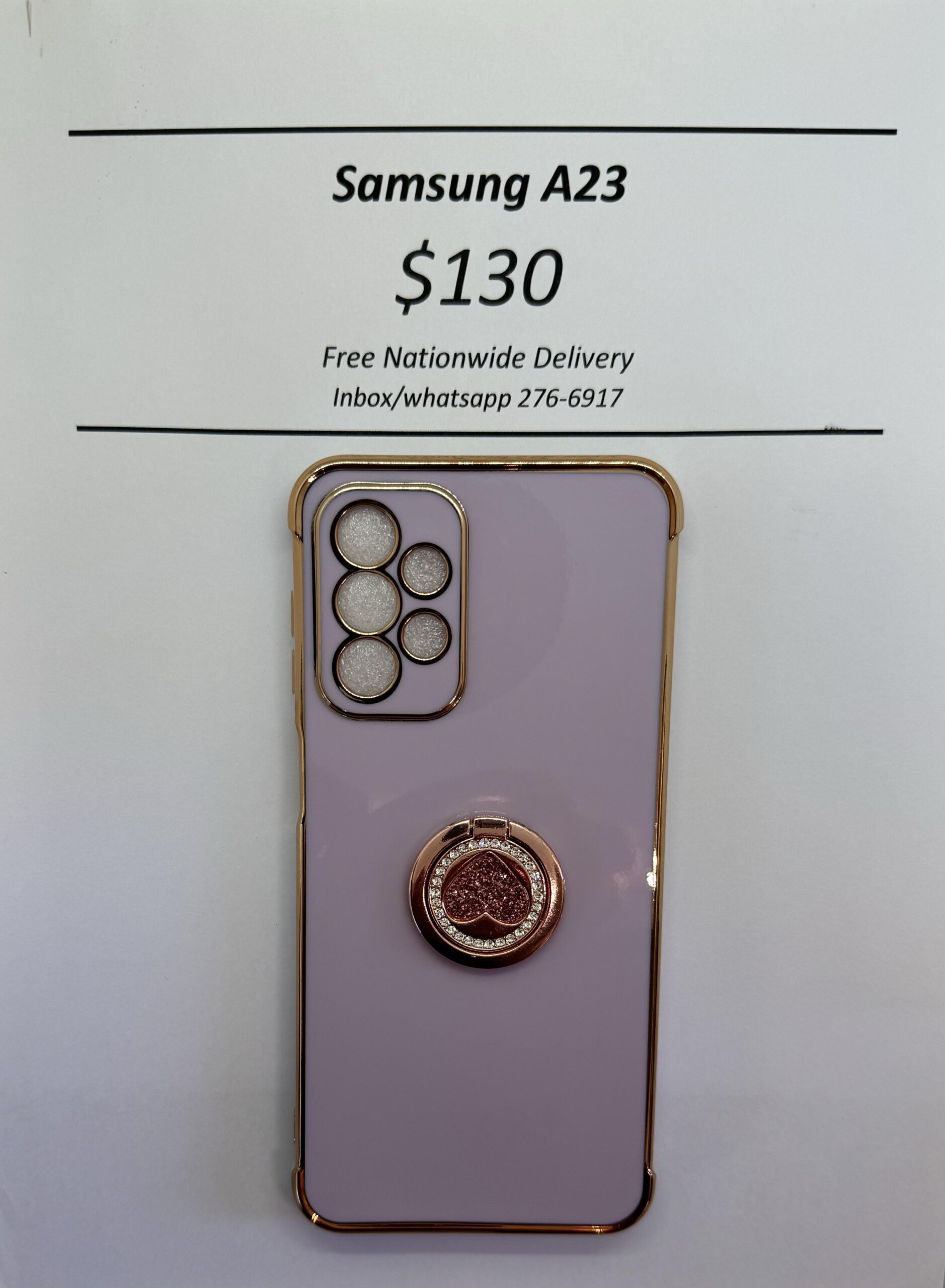 A23 Purple case with pink heart pop ring