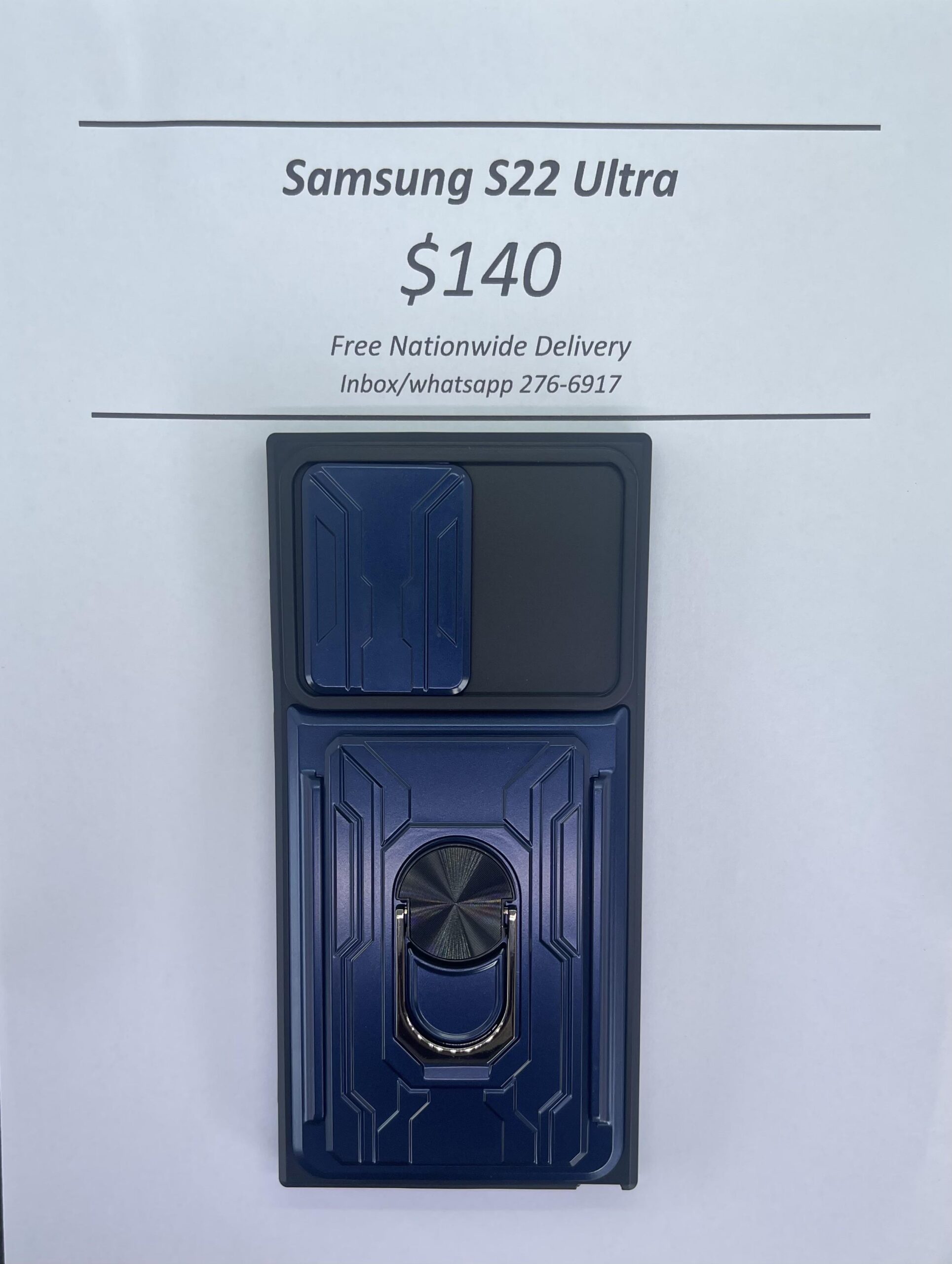 S22 Ultra Blue Rugged with Camera Cover and card holder