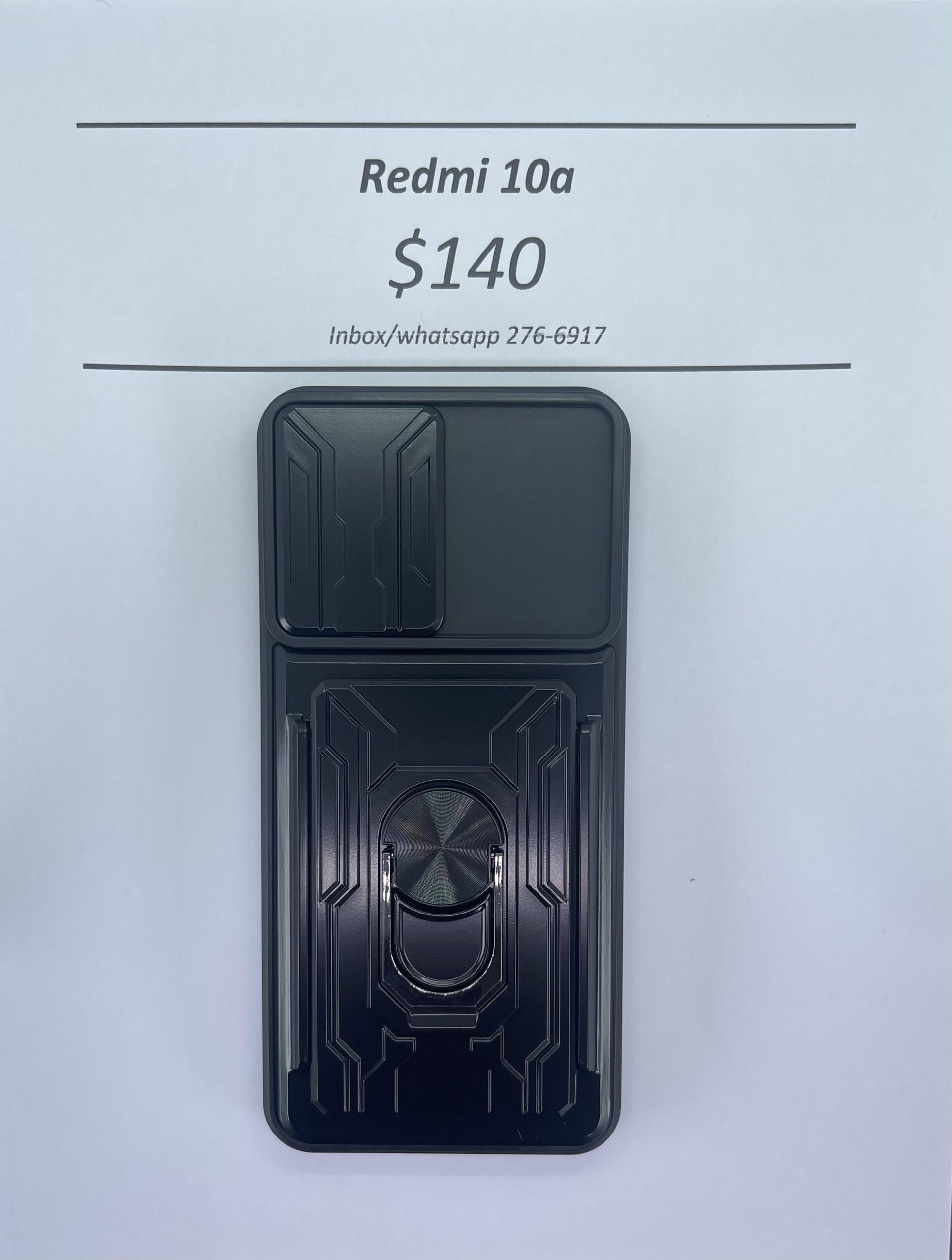 Redmi 10a Black Rugged with Camera Cover and card holder