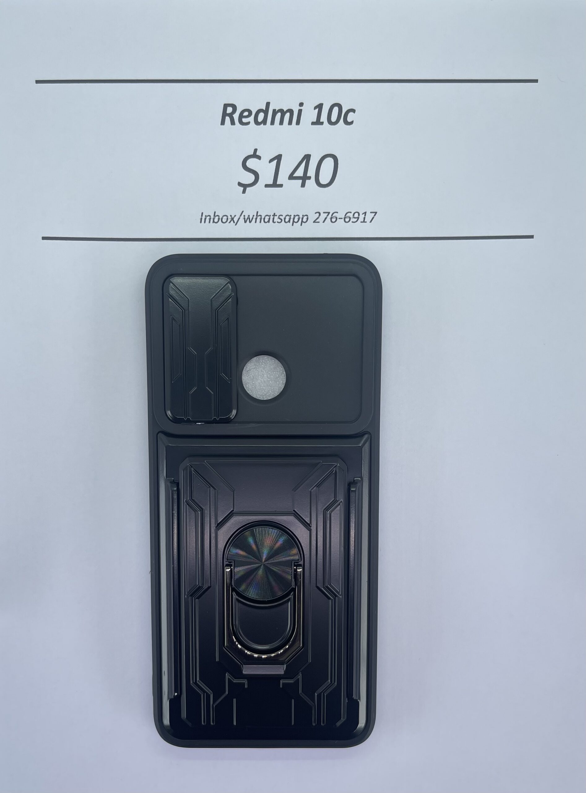 Redmi 10c Black Rugged with Camera Cover and card holder