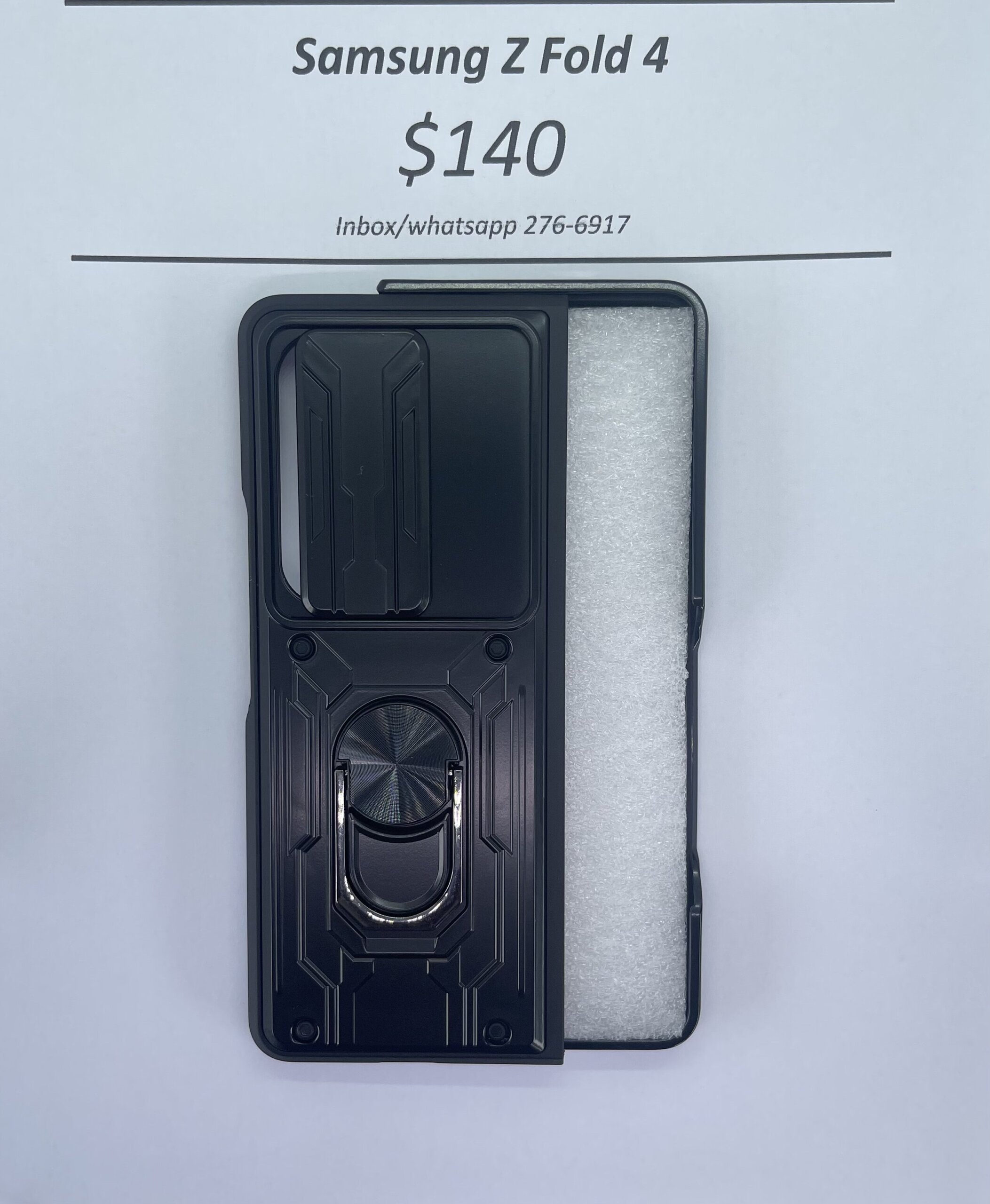 Z Fold 4 Black Rugged w Camera Cover and card holder