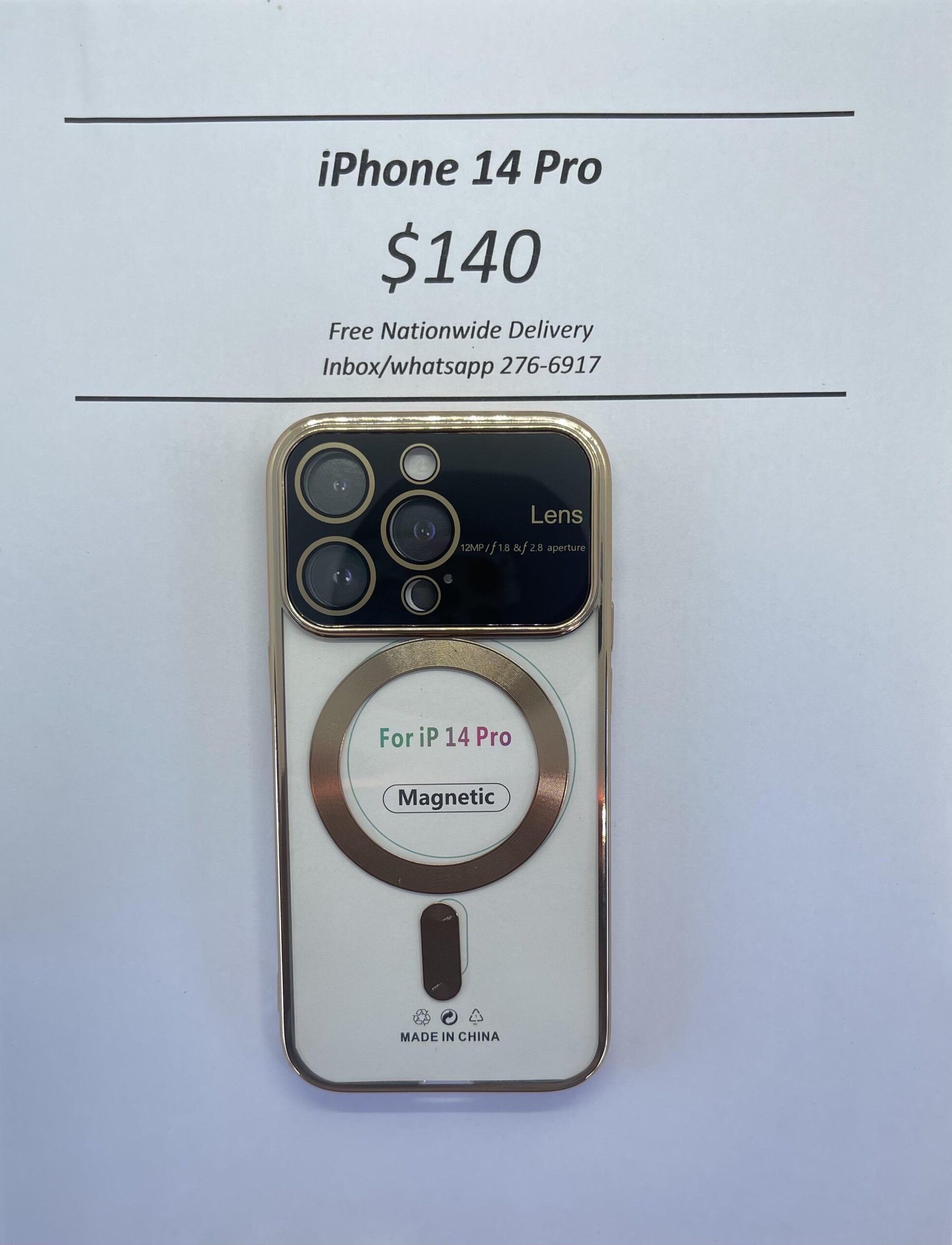 iPhone 14 pro Gold Wireless Charging Magnetic Case