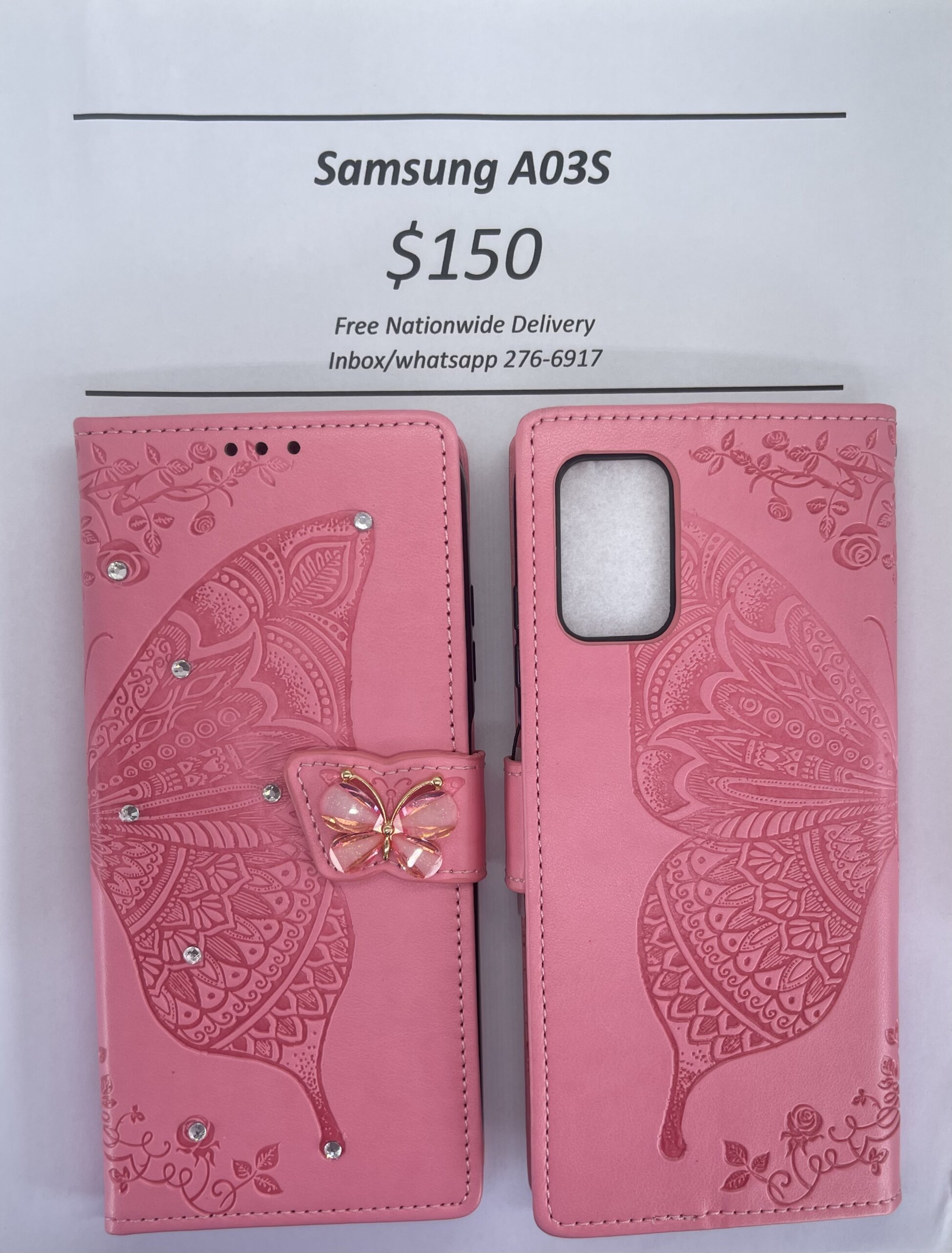 A03s Pink Butterfly Wallet
