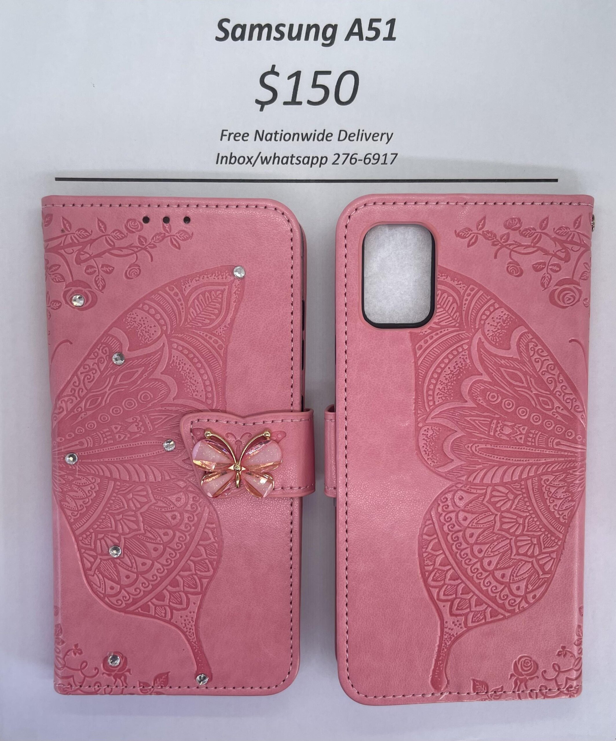 Samsung A51 Pink Butterfly Wallet