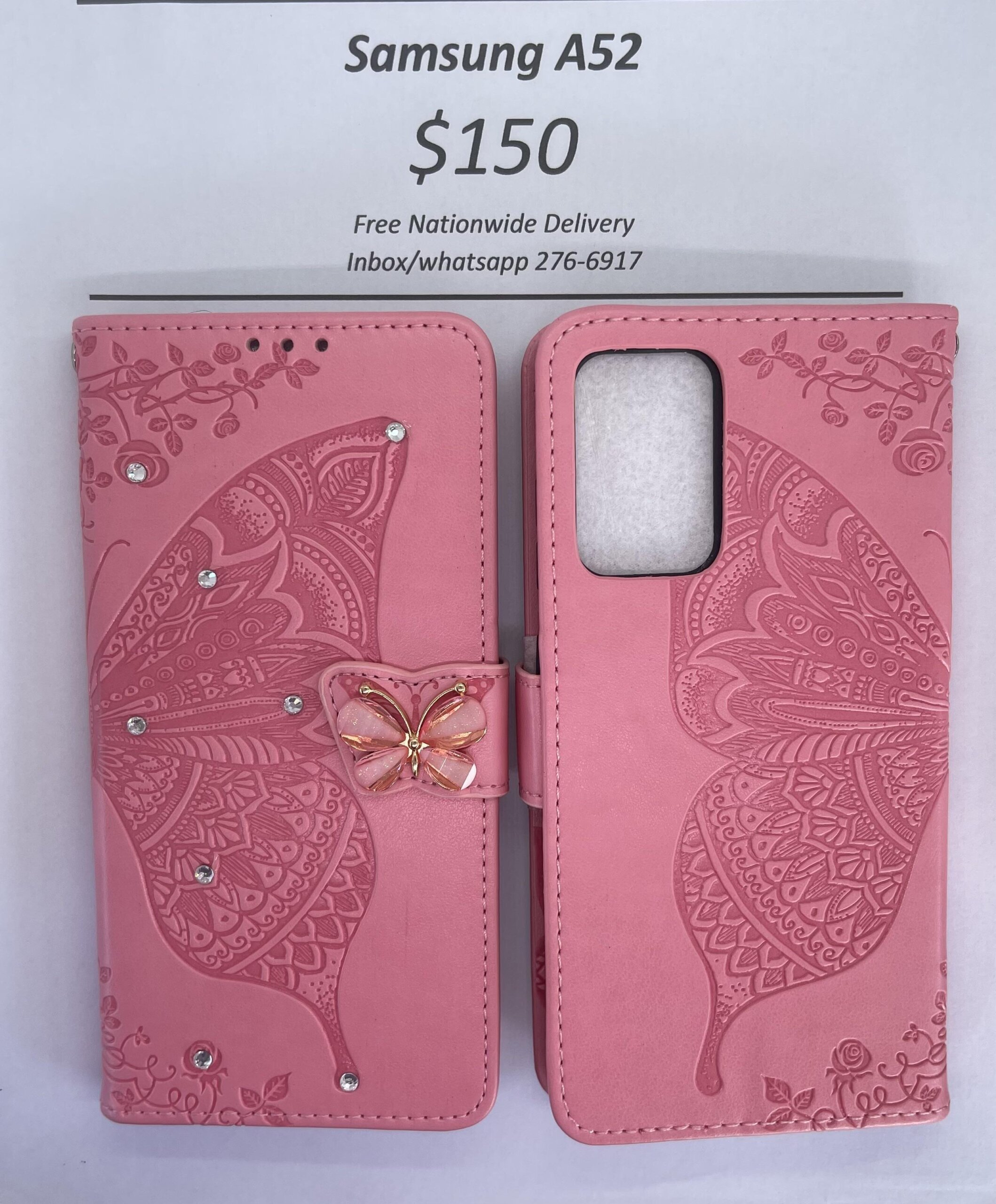 Samsung A52 Pink Butterfly Wallet