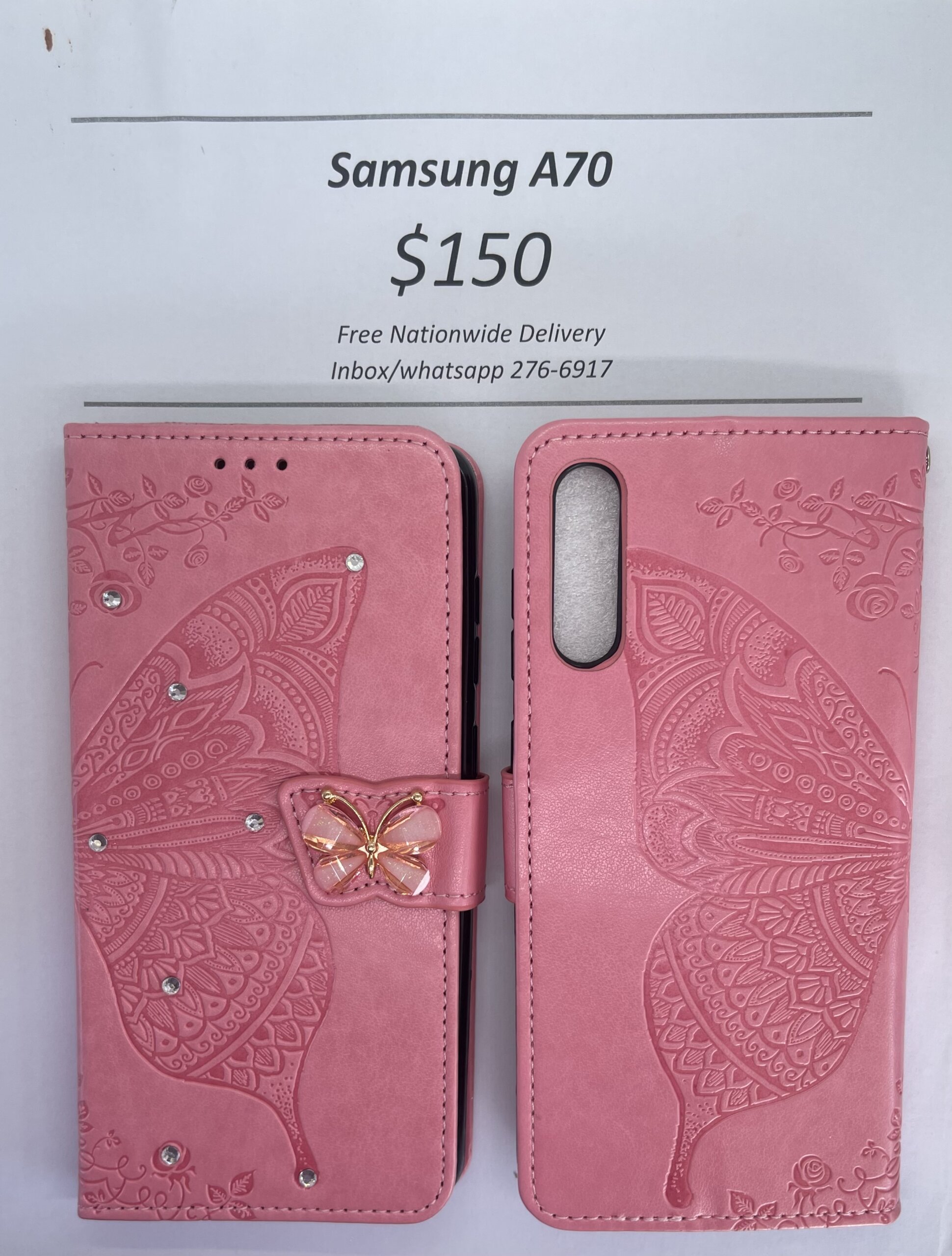Samsung A70 Pink Butterfly Wallet